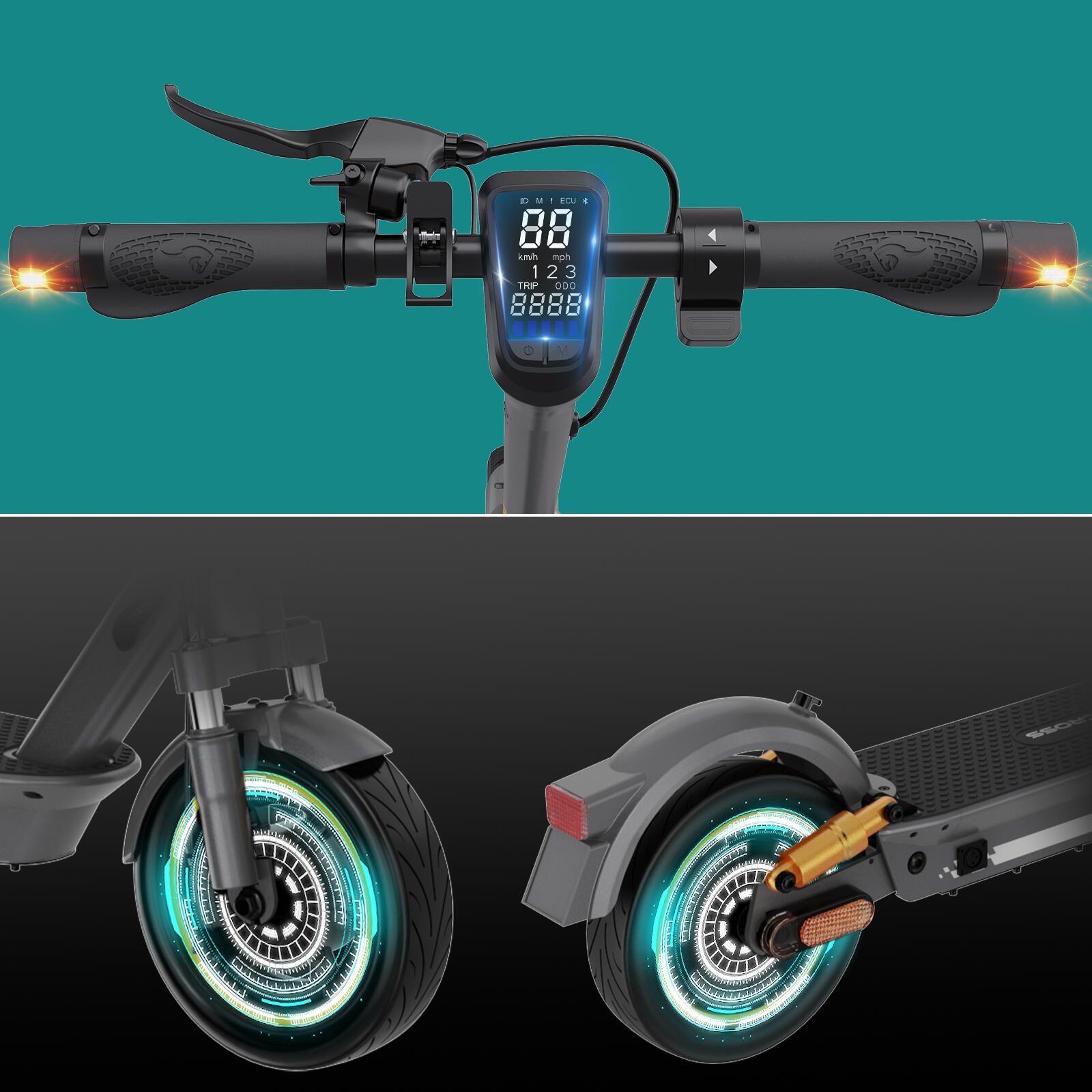 E-Scooter EV10S MAX ABE– Motor 500W, Pneus Runflat 10", Dobrável, APP, 15.6Ah 5/7