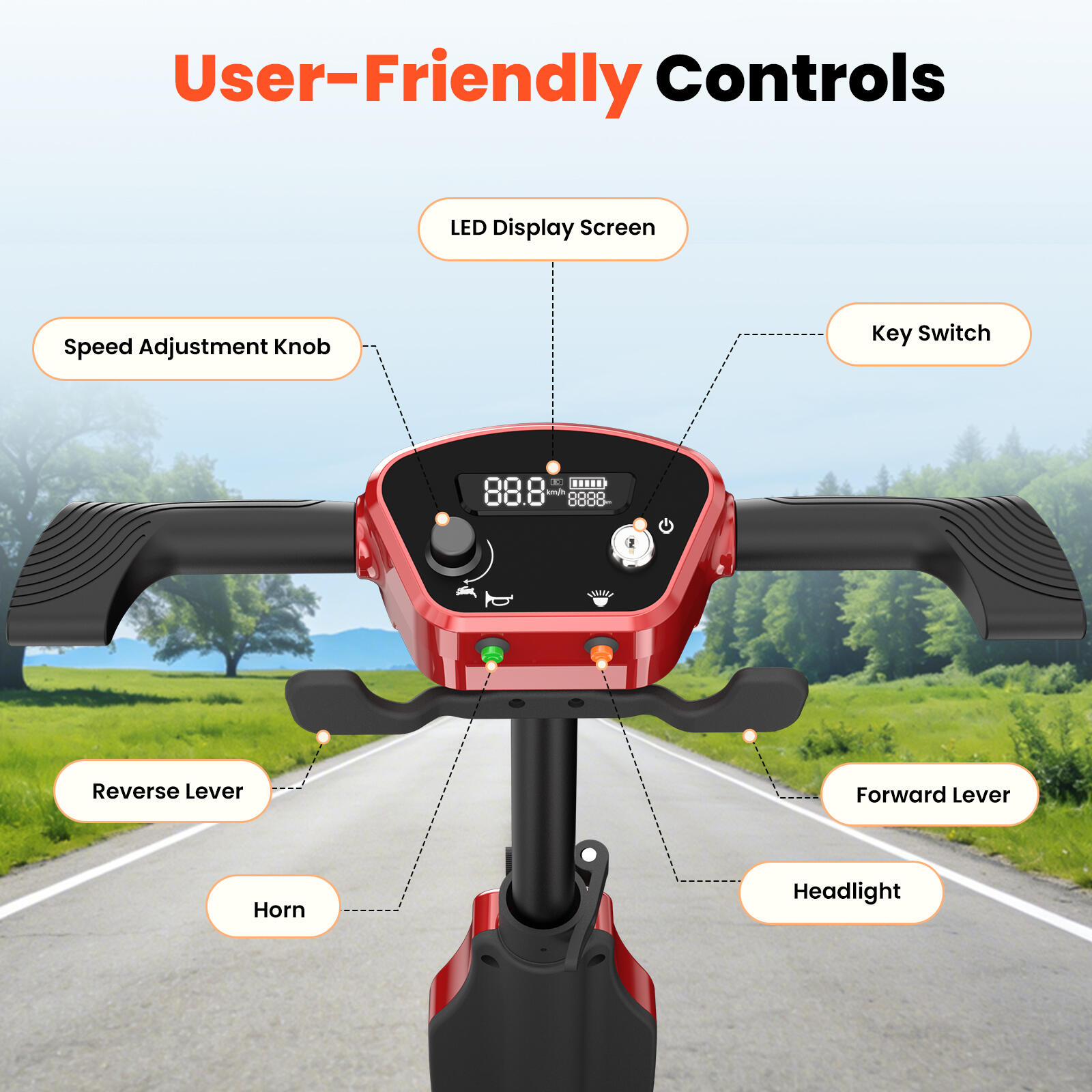 Scooter eléctrico plegable iScooter X11 de 4 ruedas con batería de 24 V y 15,6Ah 4/7