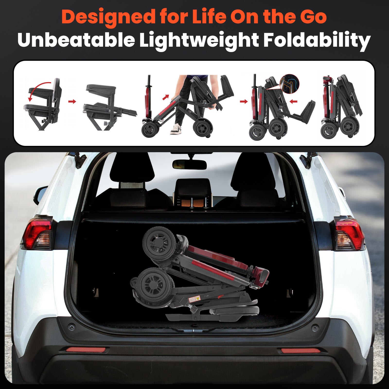 Scooter eléctrico plegable iScooter X11 de 4 ruedas con batería de 24 V y 15,6Ah 6/7