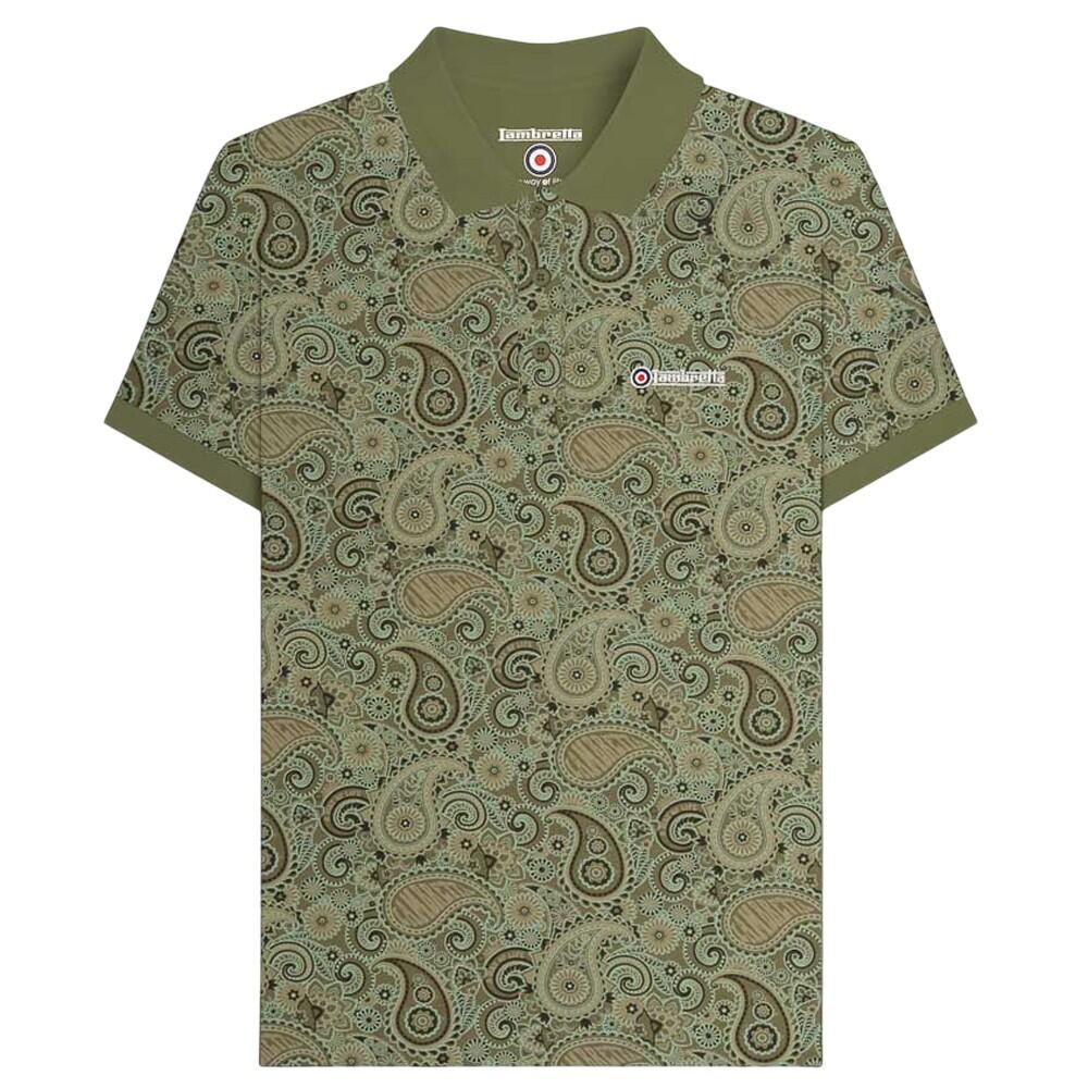 Lambretta Mens SS25 Paisley Branded Polo Shirt