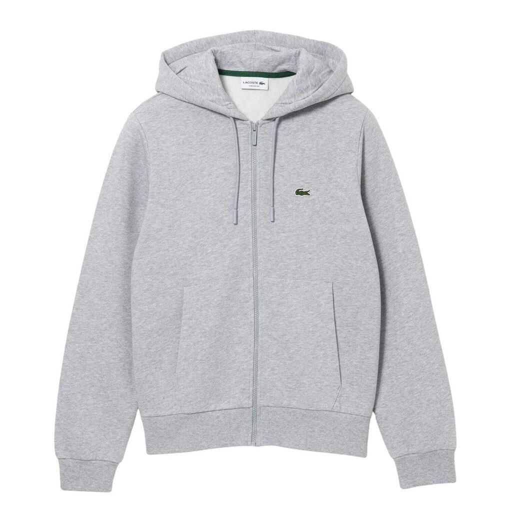 Mens Embroidered Logo Full Zip Hoodie (Grey)