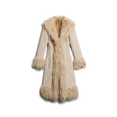 Lange afghaanse mantel met nepbont voering voor dames superdry