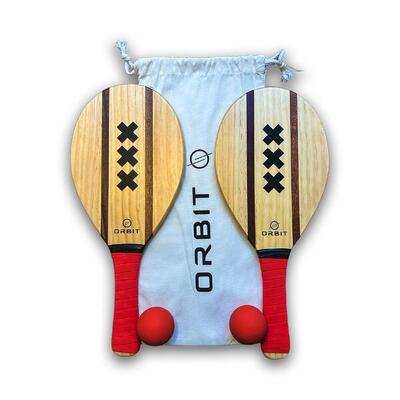 Frescobol - Set 2 racchette in legno 2 palline e custodia