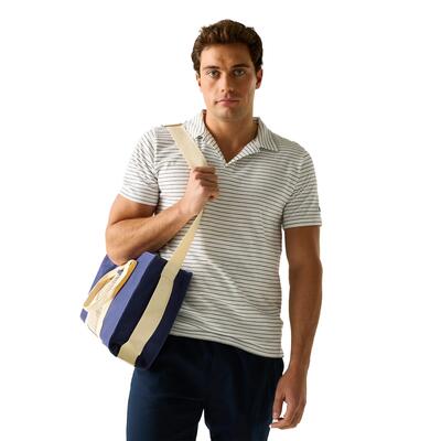 Heren hadvo gestreept poloshirt (wit, marine)