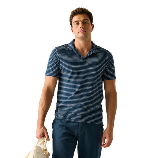 Polo Manches Courtes Motif/style À Rayures HADVO Homme (Bleu Nuit / Blanc À