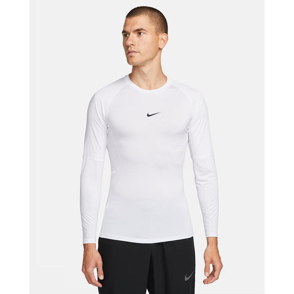 Maglietta Di Base DriFIT Finto Colletto Manica Lunga Uomo Nike Pro Bianco 4/6