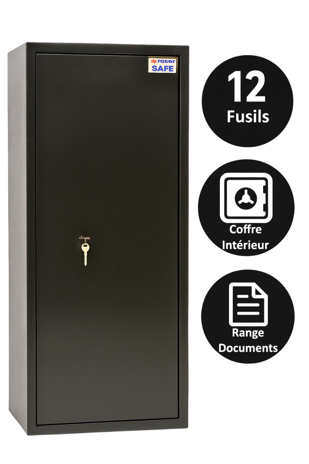 Armoire à fusils Tresorsafe 12armes avec coffre intérieur 2/4