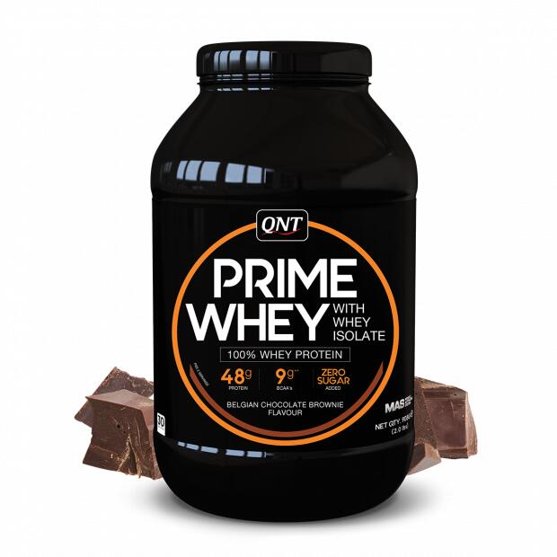 PRIME WHEY 100% Whey Isolate & Concentrate Blend Belgian Chocolate Brownie 908g