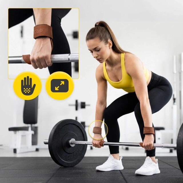 Skórzane paski do podnoszenia ciężarów 4FIZJO Deadlift Straps 3/7