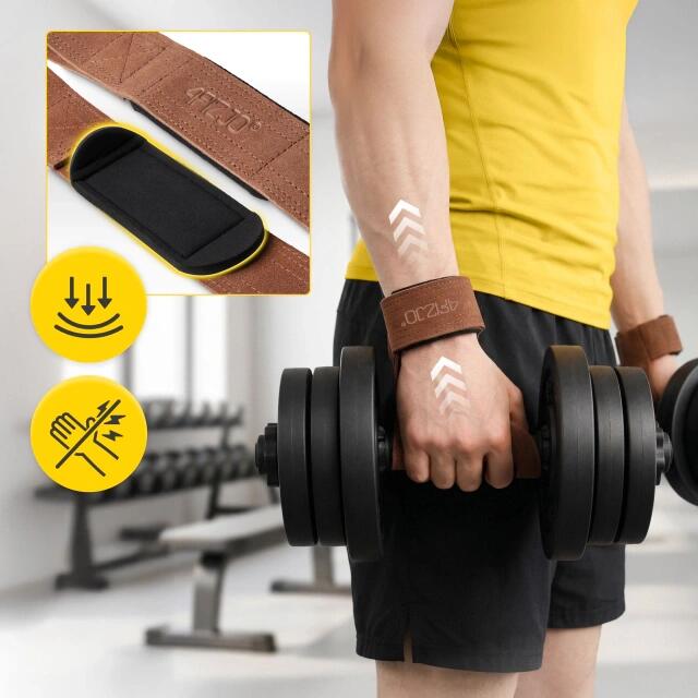 Skórzane paski do podnoszenia ciężarów 4FIZJO Deadlift Straps 2/7
