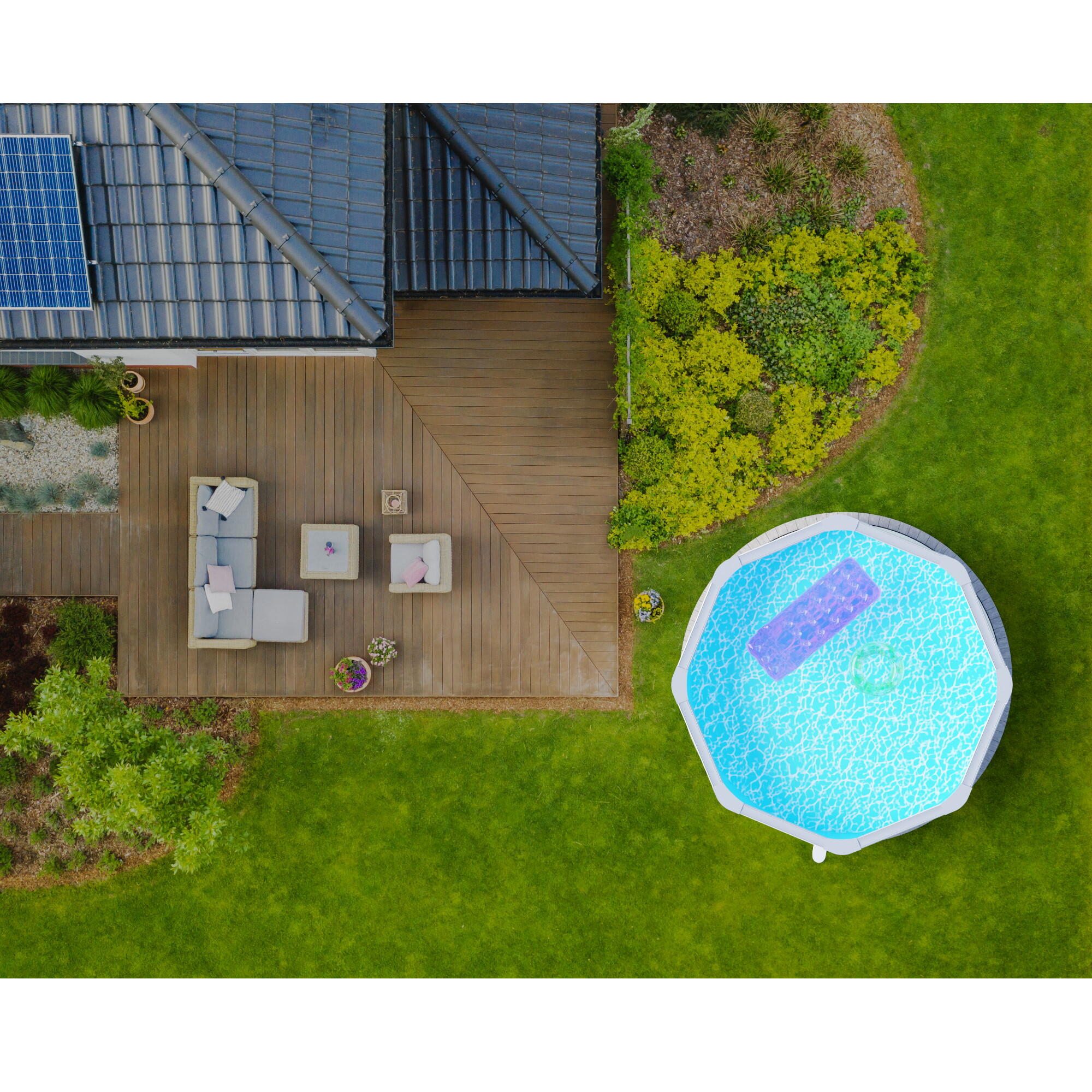 Stahlwandpool rund 300x120cm, Stahl 0,4mm weiß, Folie 0,3mm blau 7/7