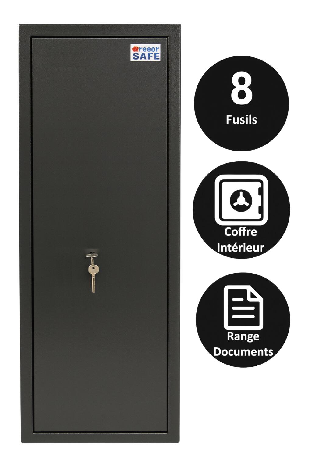 Armoire à fusils Tresorsafe 8 armes avec coffre intérieur 2/4