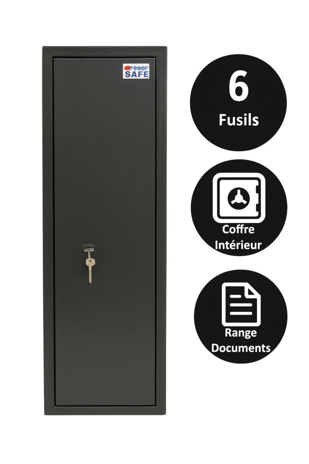 Armoire à fusils Tresorsafe 6 armes avec coffre intérieur 2/5