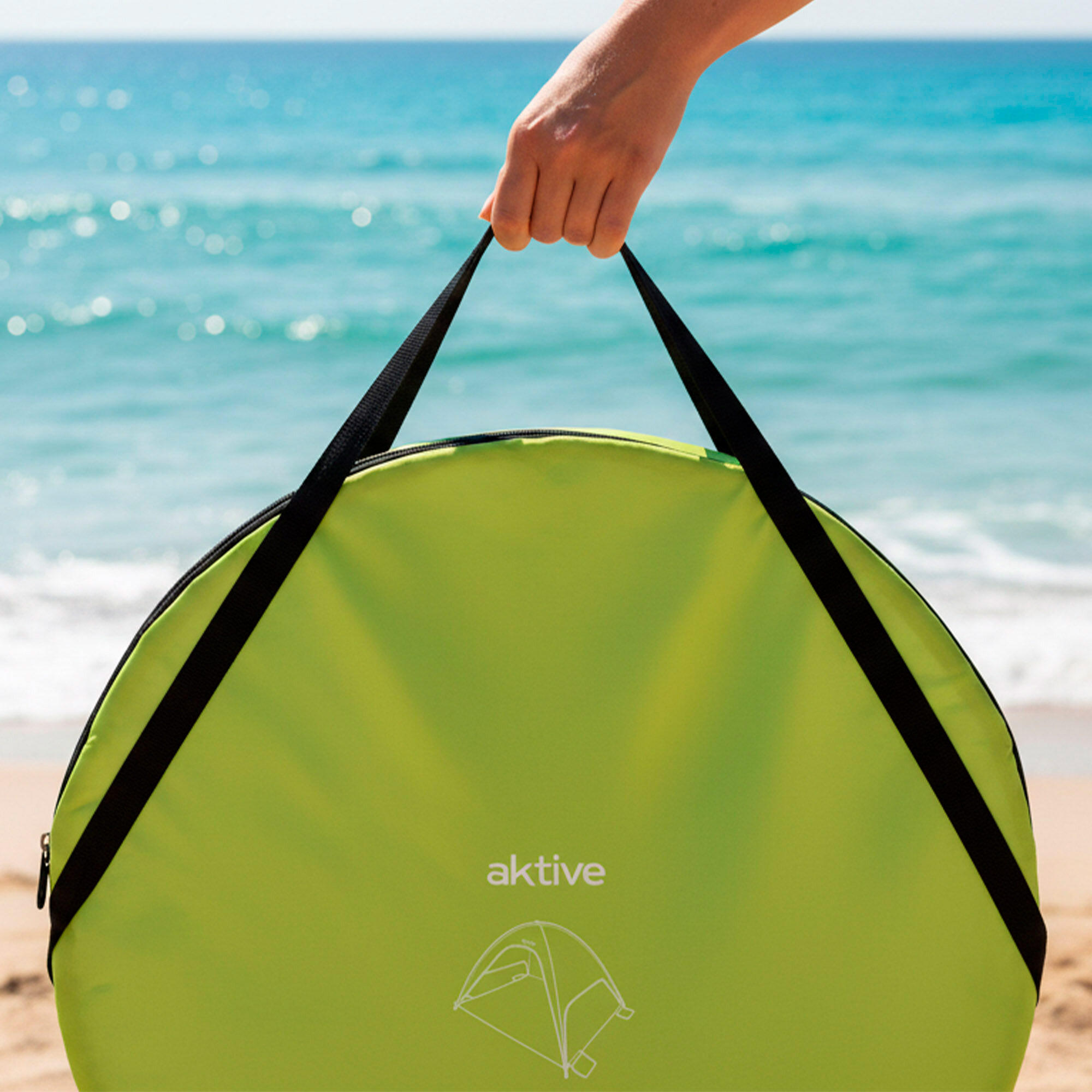 Aktive Tenda de praia dobrável, verde e azul, 175x150x105 cm 3/7