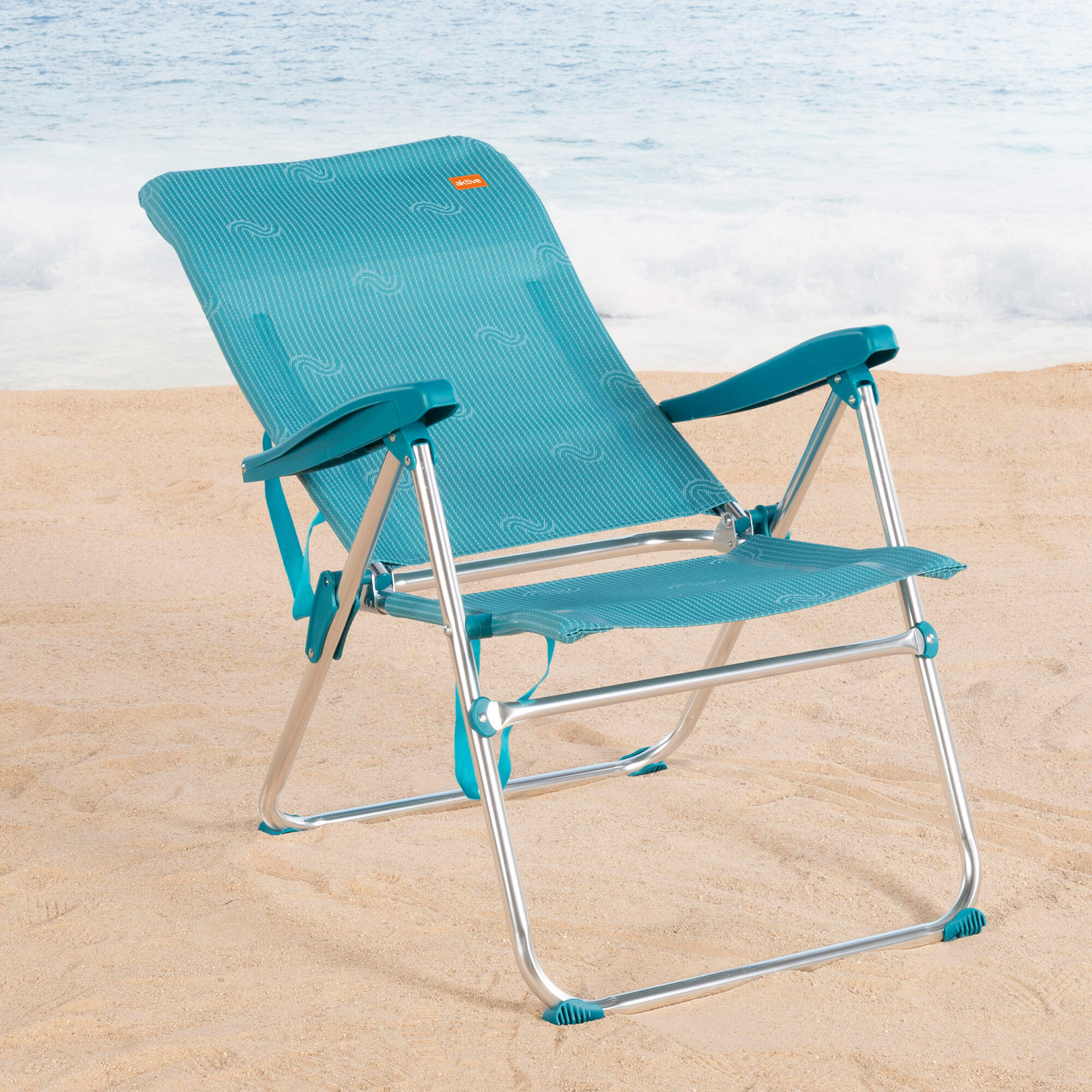 Sedia da spiaggia pieghevole con fermi antiribaltamento 3/7
