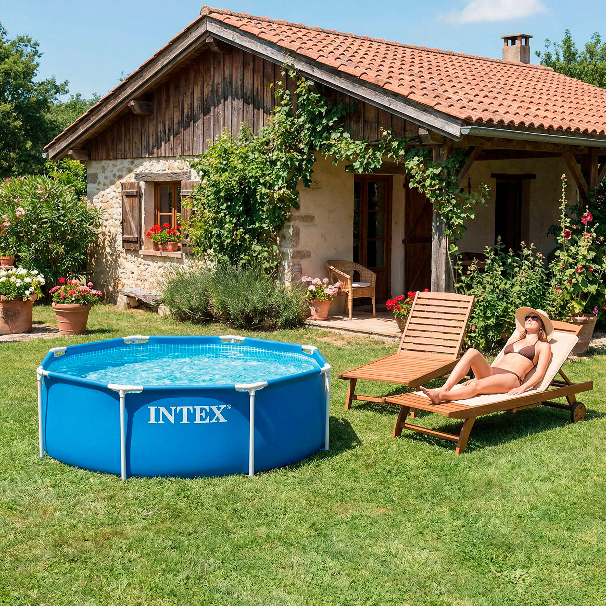 Piscina redonda desmontable acero D244x76 cm color azul, capacidad 2.843 litros 2/7