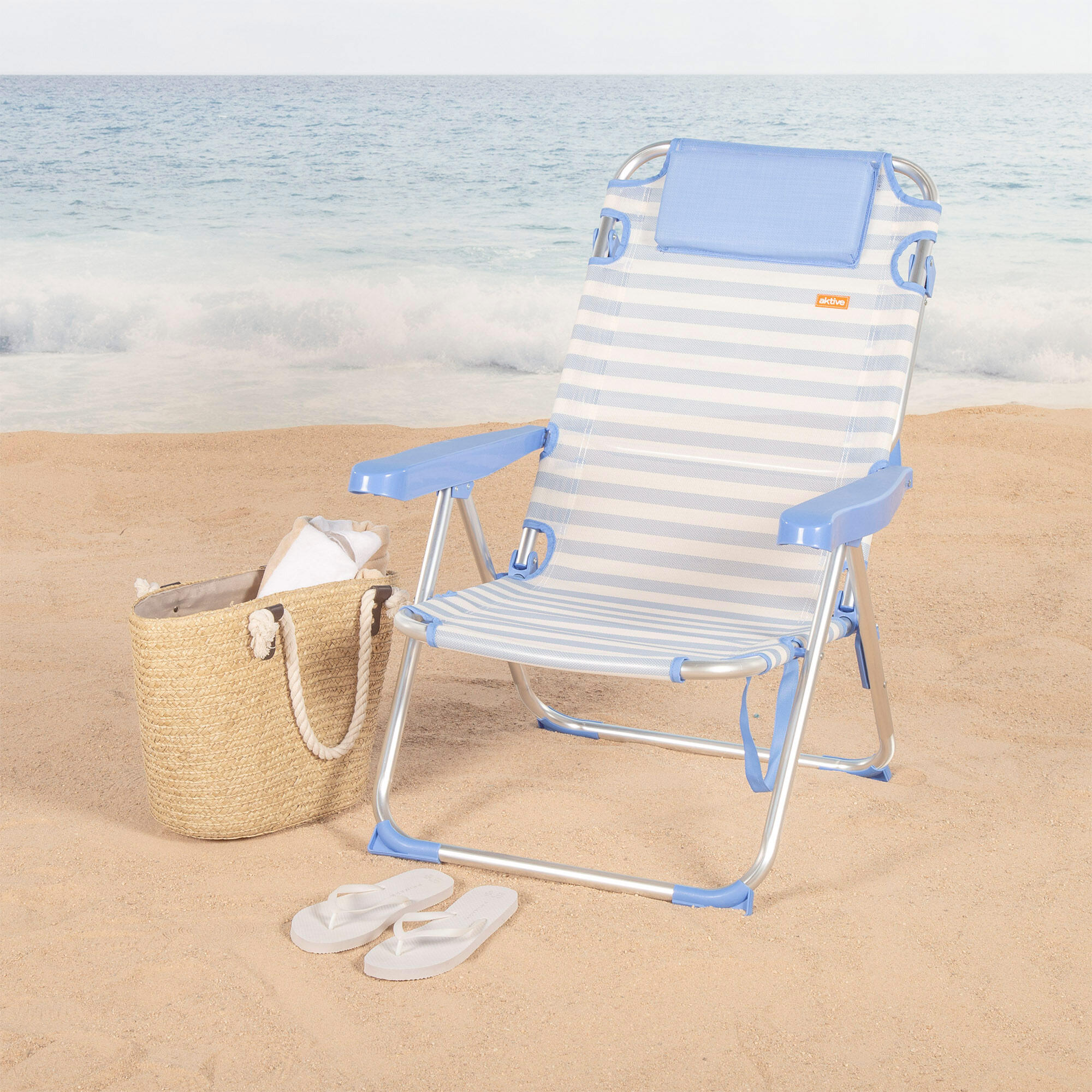 Sedia da spiaggia pieghevole Aktive 48x60x90 cm max. 110 kg 5 posizioni 2/7