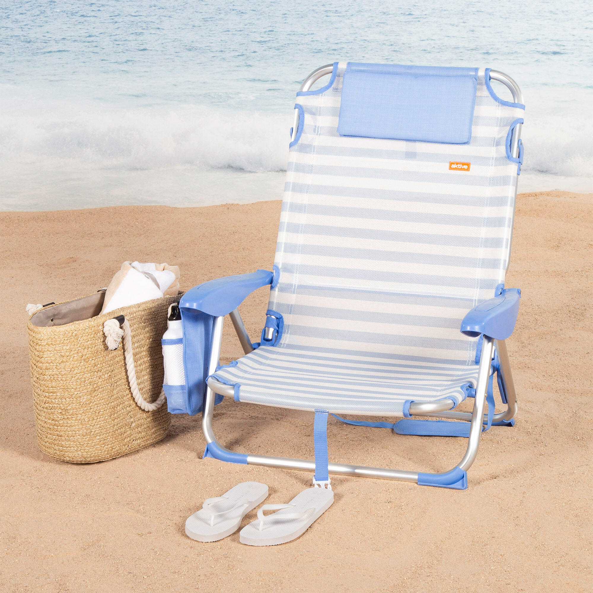 Sedia da spiaggia pieghevole Aktive 51x45x76 cm max. 110 kg 4 posizioni 2/7