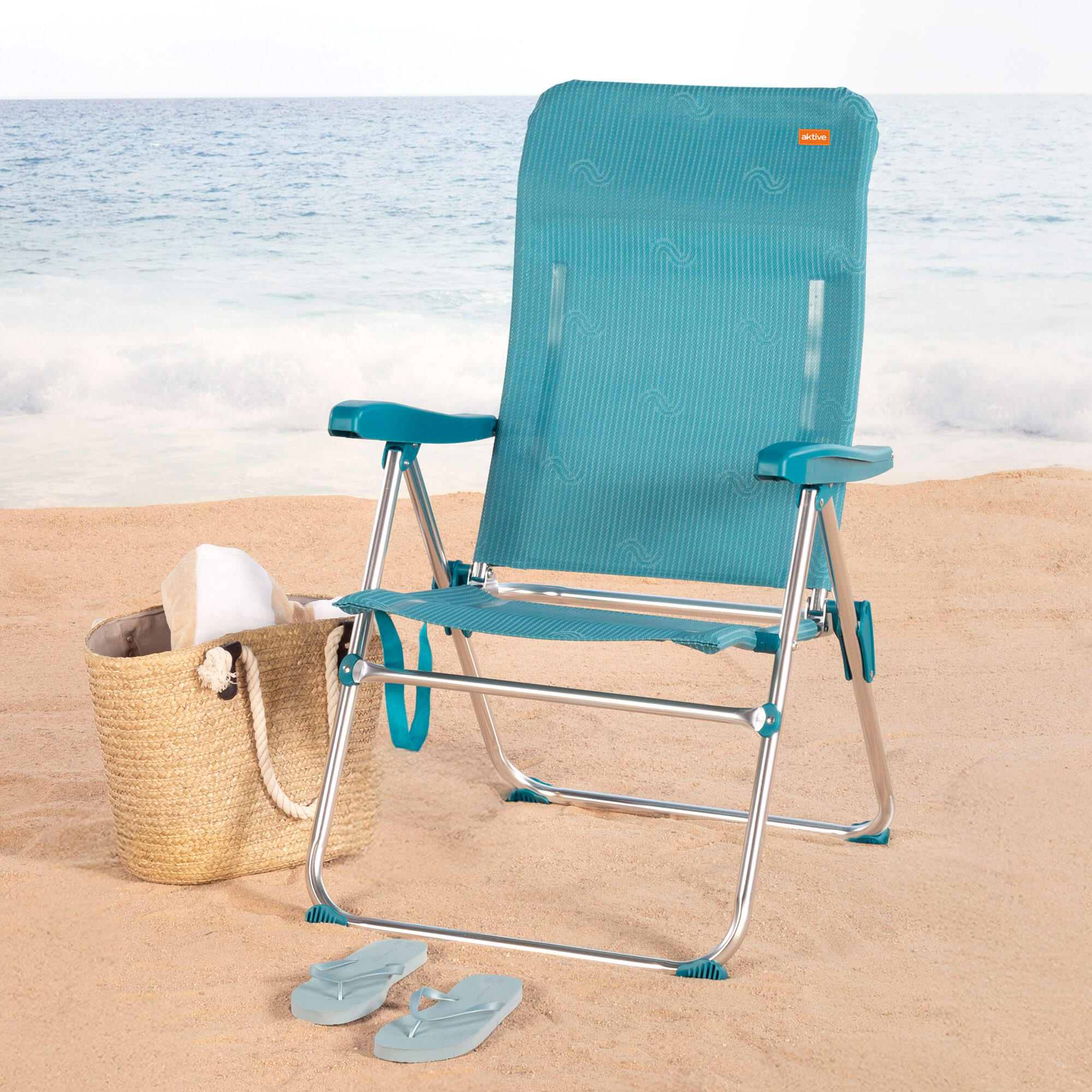 Sedia da spiaggia pieghevole con fermi antiribaltamento 2/7