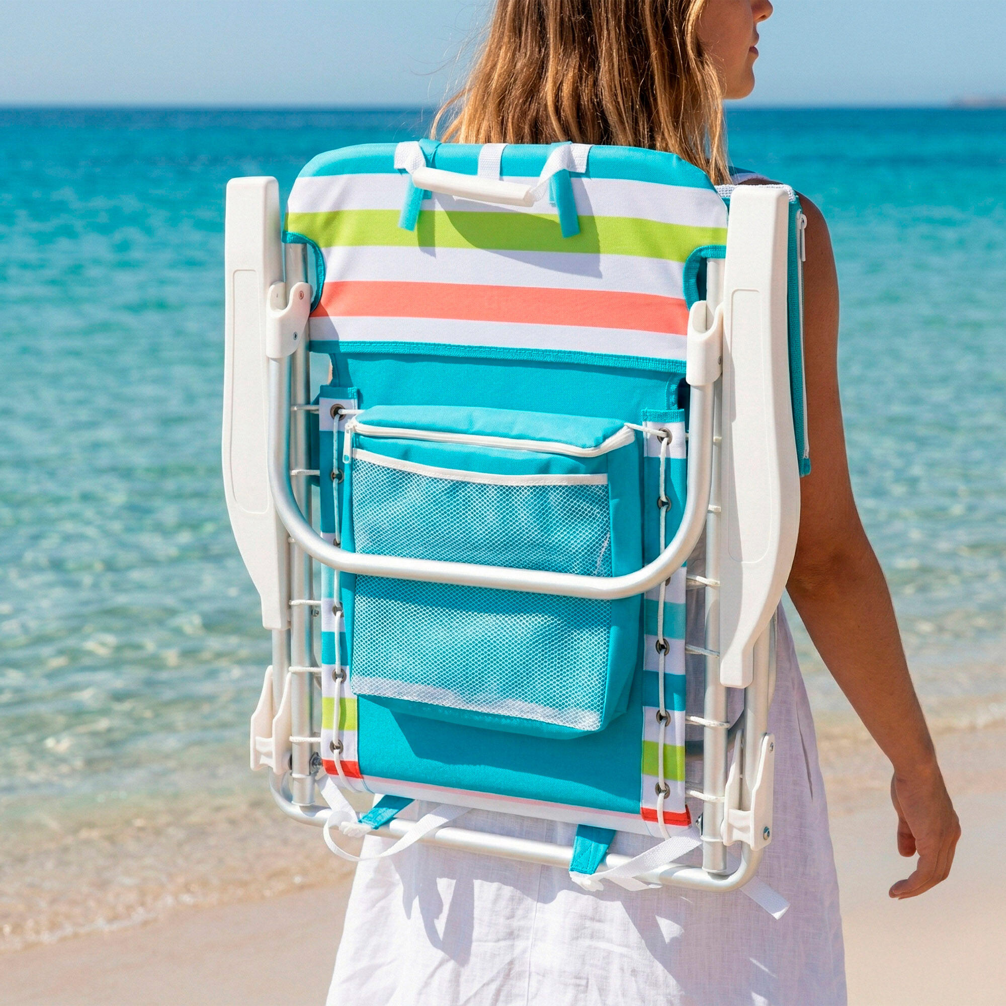Sedia da spiaggia pieghevole Aktive 50x53x77 cm max. 110 kg 5 posizioni 3/7