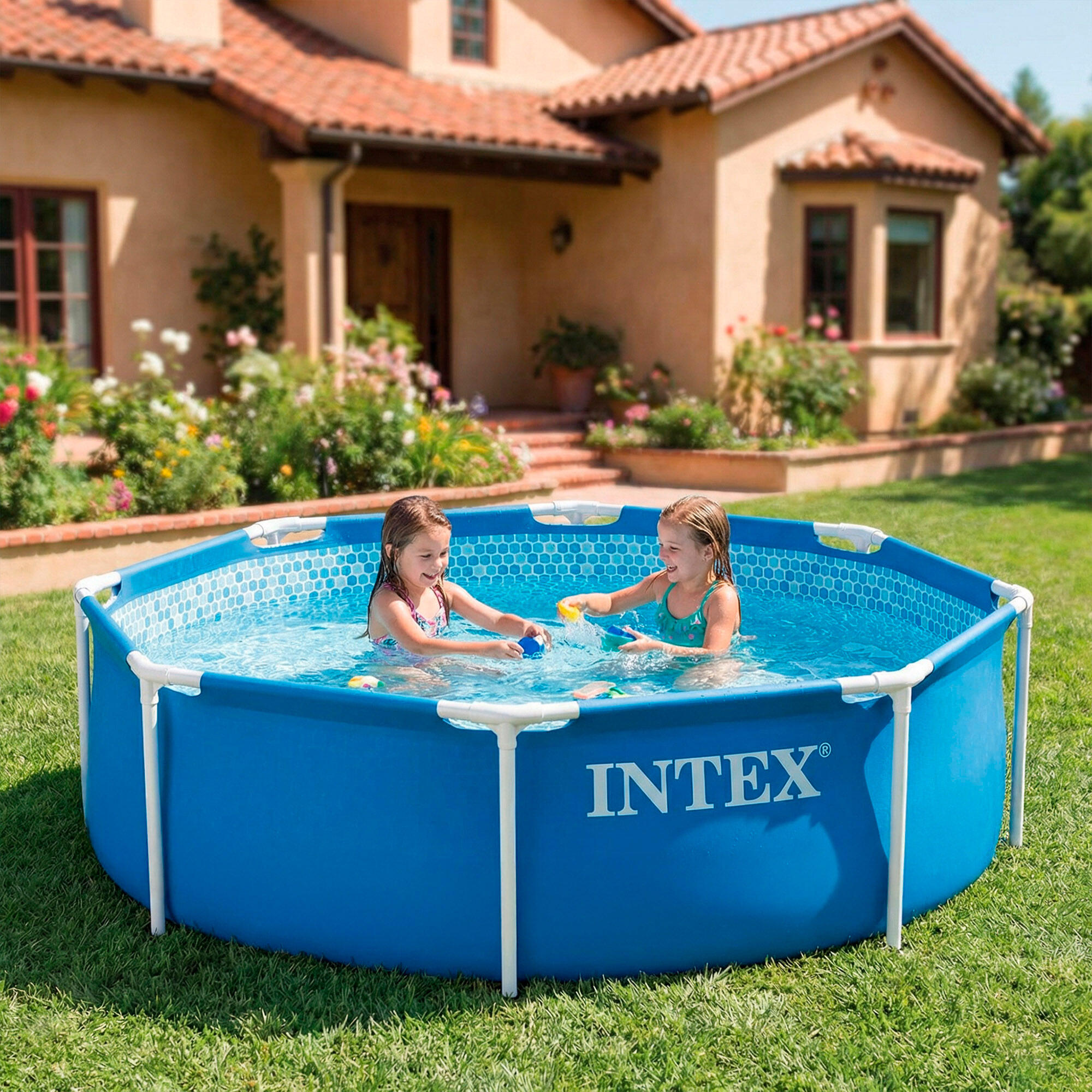 Piscina redonda desmontable acero D244x76 cm color azul, capacidad 2.843 litros 5/7