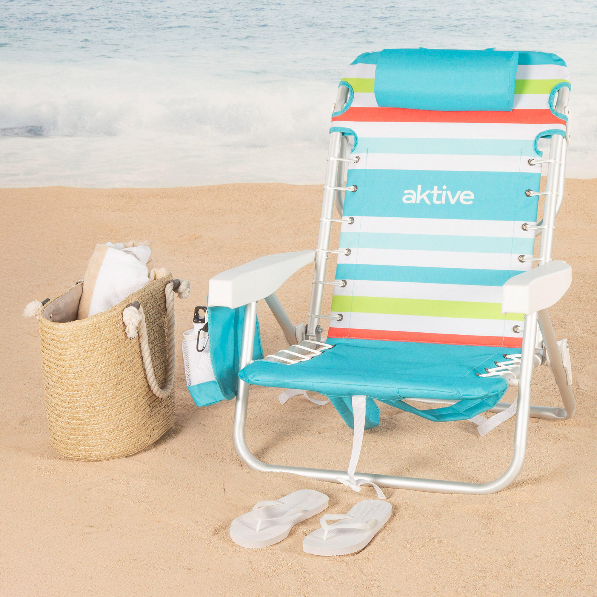 Sedia da spiaggia pieghevole Aktive 50x53x77 cm max. 110 kg 5 posizioni 2/7