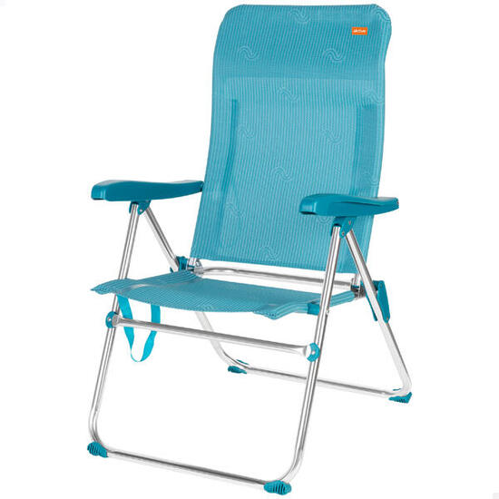 Silla de playa plegable de aluminio y textileno, con topes antivuelco