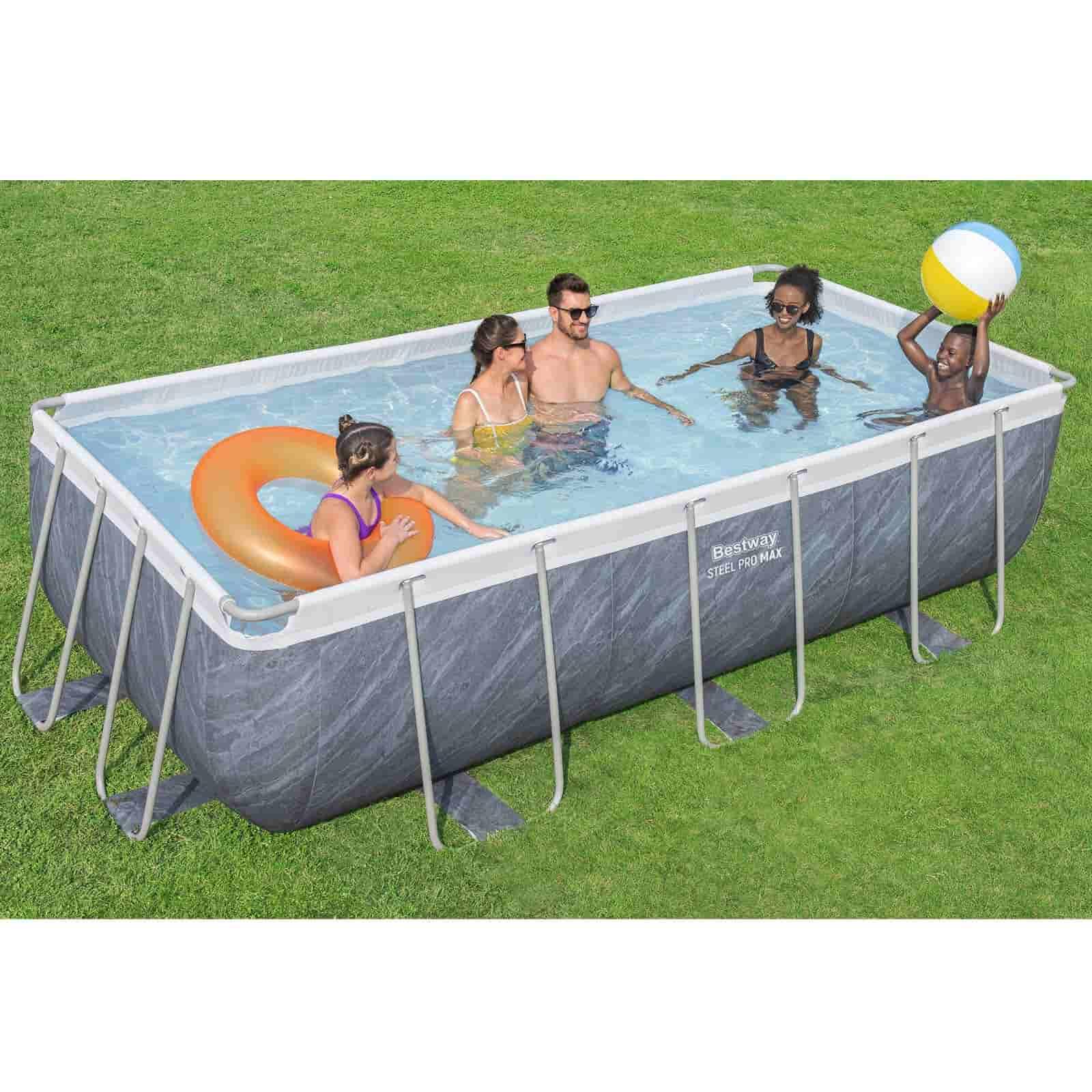 Bestway Piscine hors sol rectangulaire 404x201x100 cm Steel Pro max décor marbre 2/7