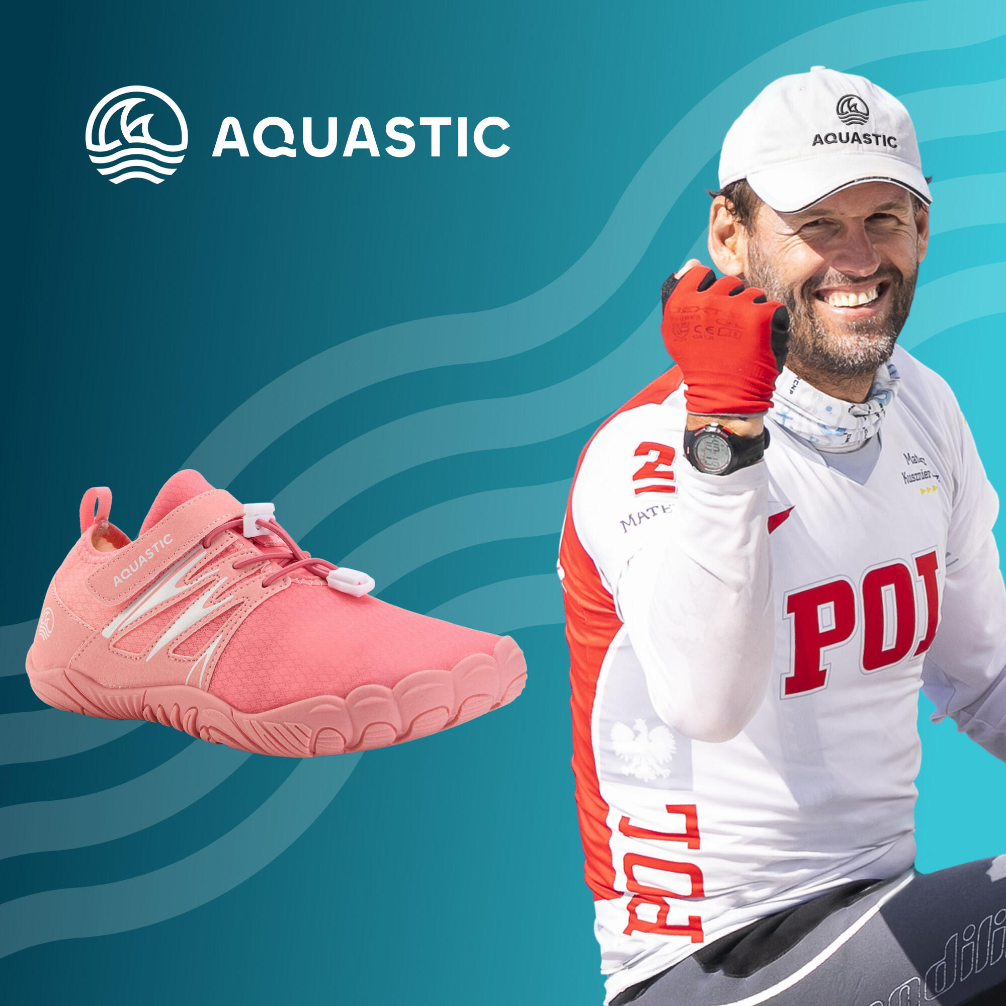 Lekkie Buty do wody AQUASTIC Mayor BAREFOOT szybkoschnący do sportów wodnych 2/7