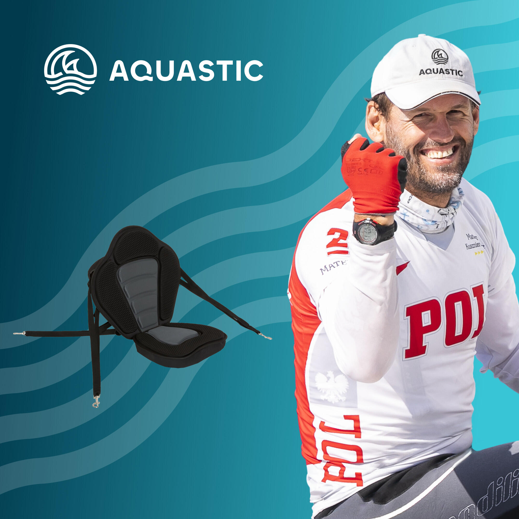 Siège de kayak pour planche SUP AQUASTIC AQS-B4I187-BK avec sac rehaussé 2/6
