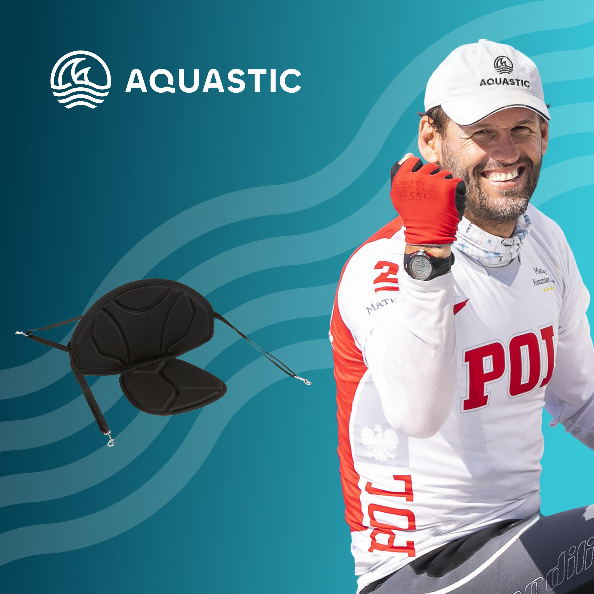Sedile da kayak per tavola SUP AQUASTIC AQS-B4I185-BK con borsa 2/7