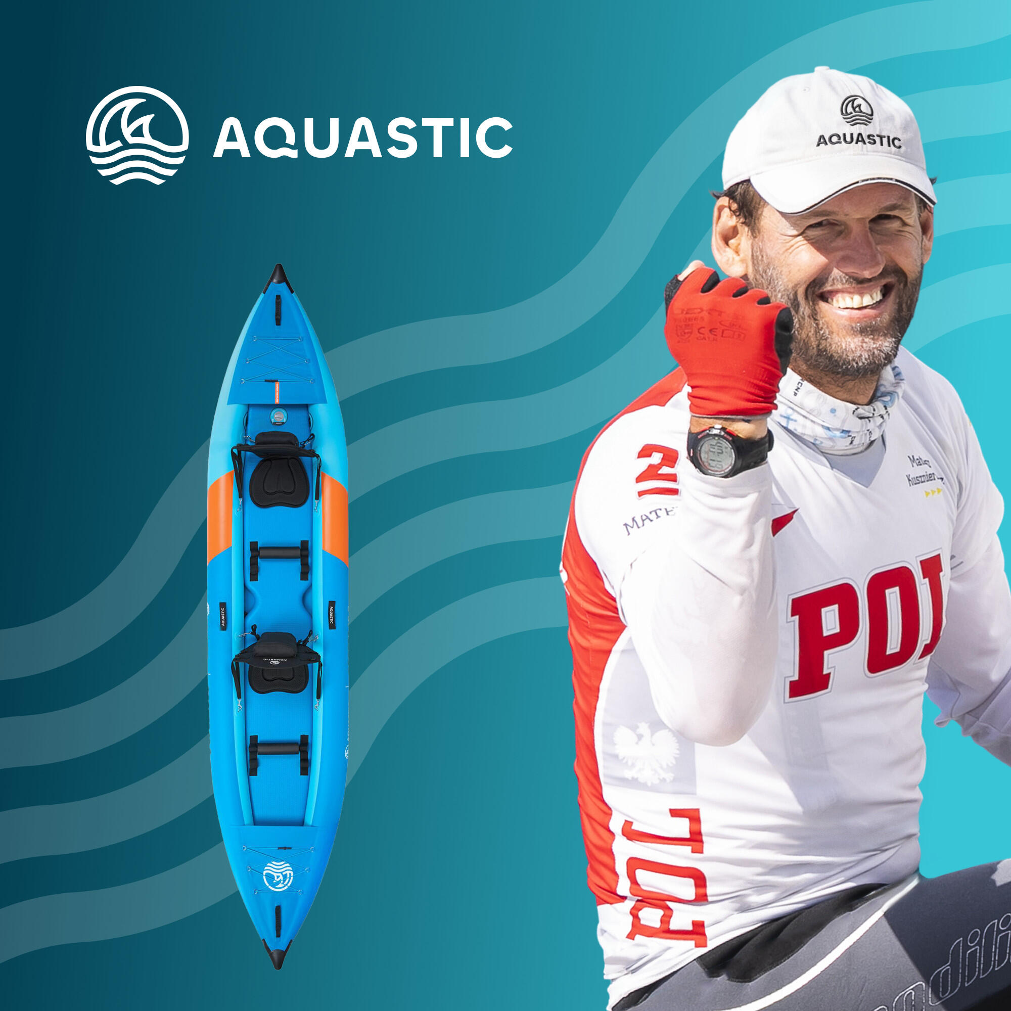 Aufblasbares 2-Personen-Kajak AQUASTIC Cortez 13'5" 2/7