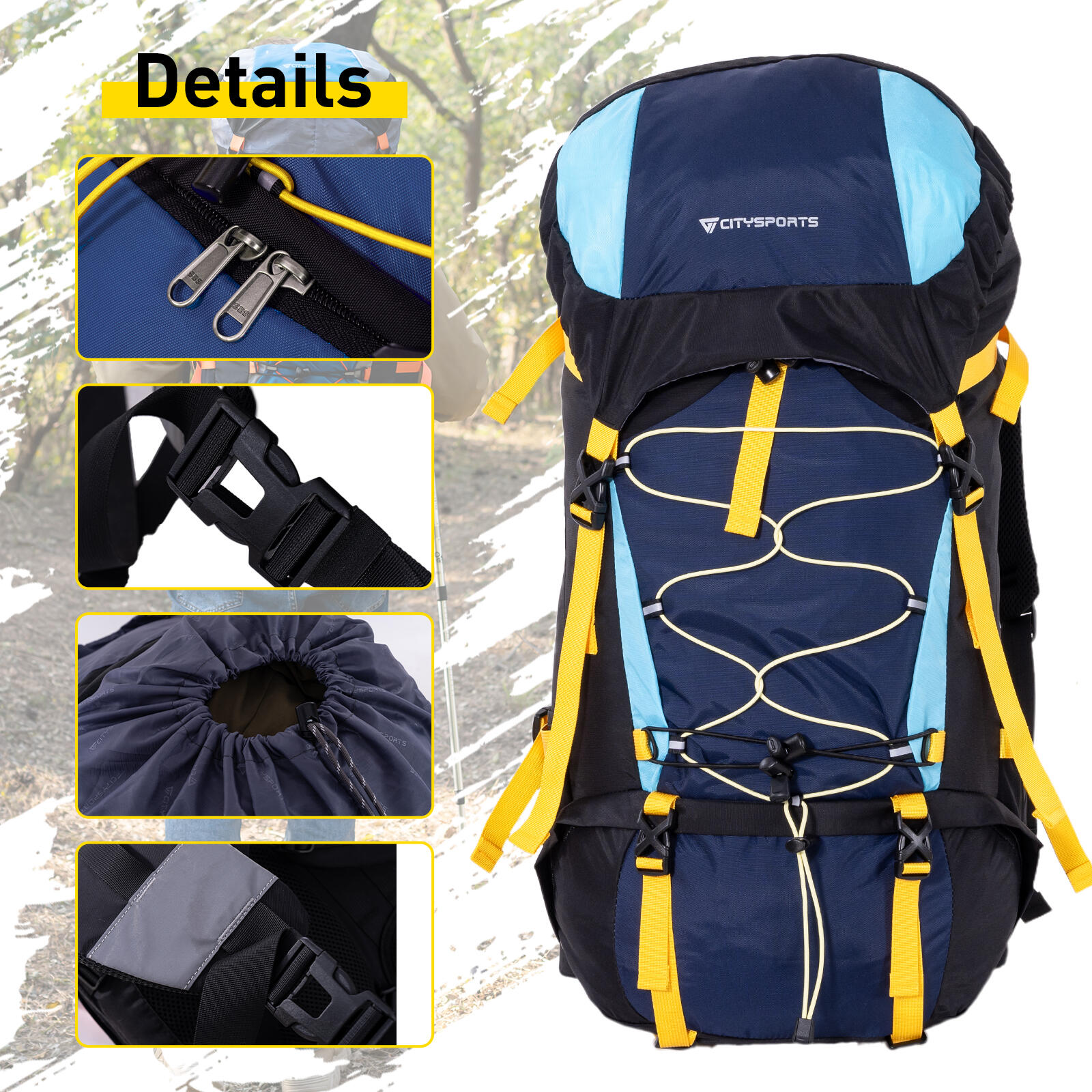 Turistický batoh CITYSPORTS BP1 60L, nastavitelný nosný systém 5/6