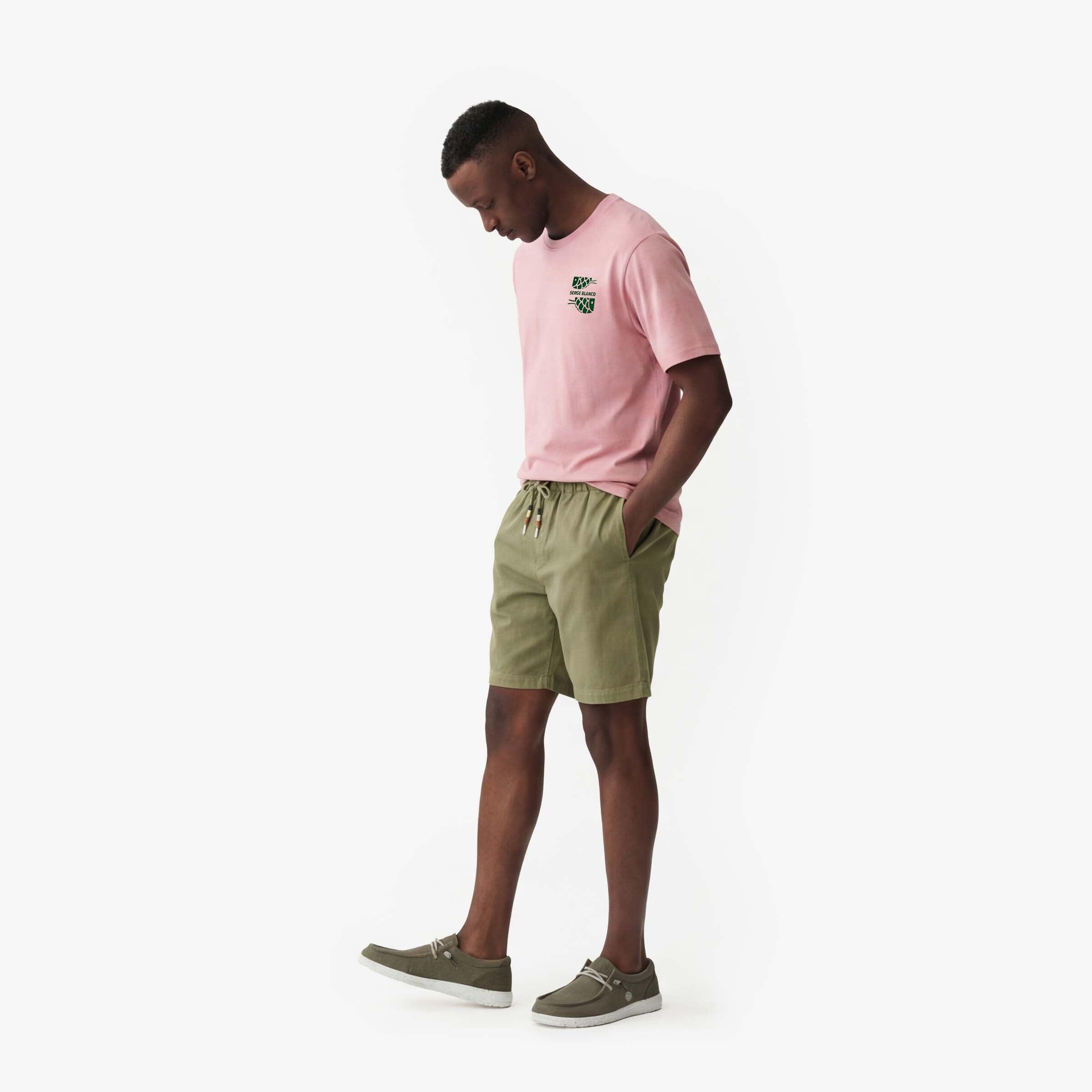 T-shirt col rond imprimé poitrine en coton rose 6/6