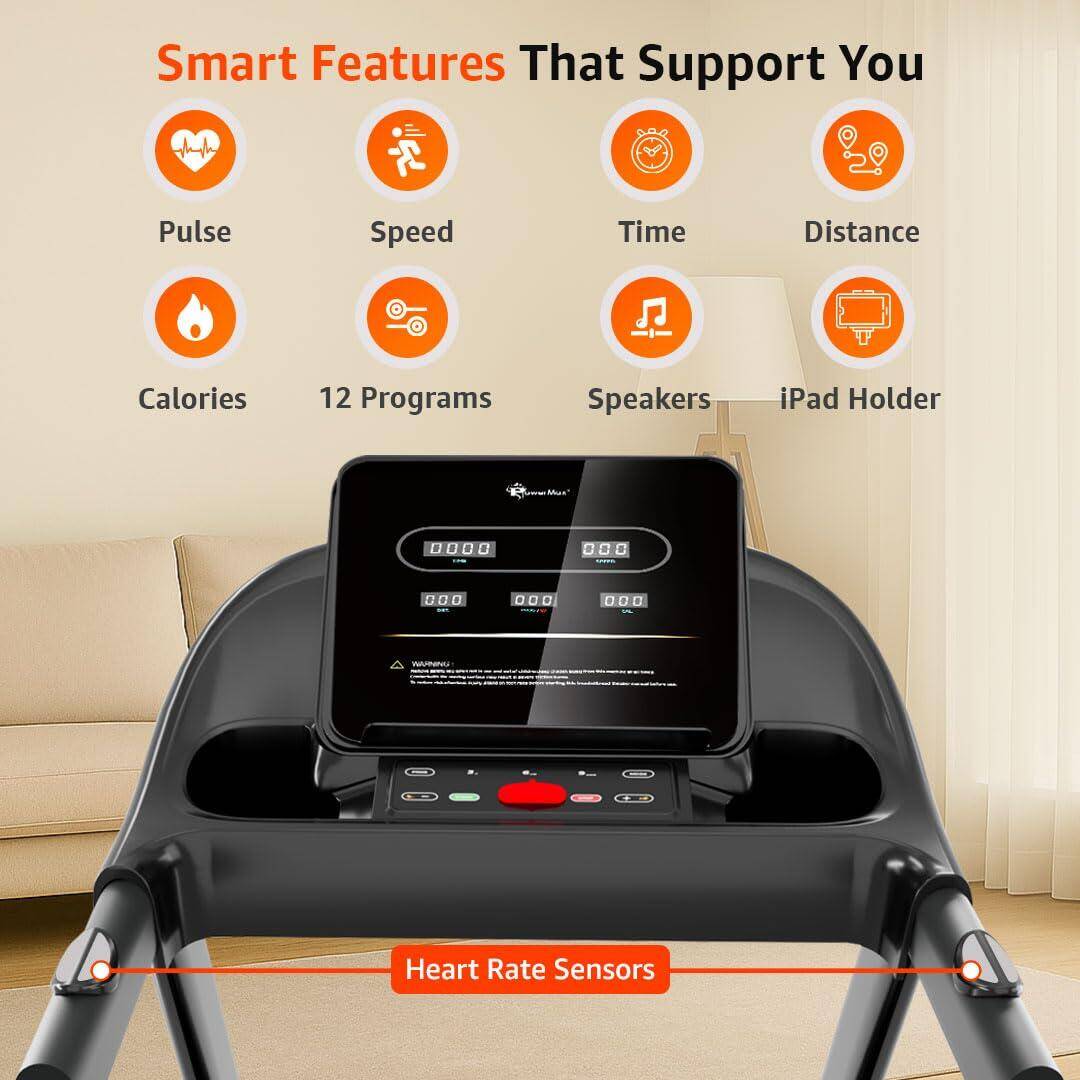 PowerMax Fitness TDM-96B 4HP DC Treadmill for Home, 110KG Max User, 4-Lvl Manual Incline, Foldable Cardio Machine, LED Display -  2