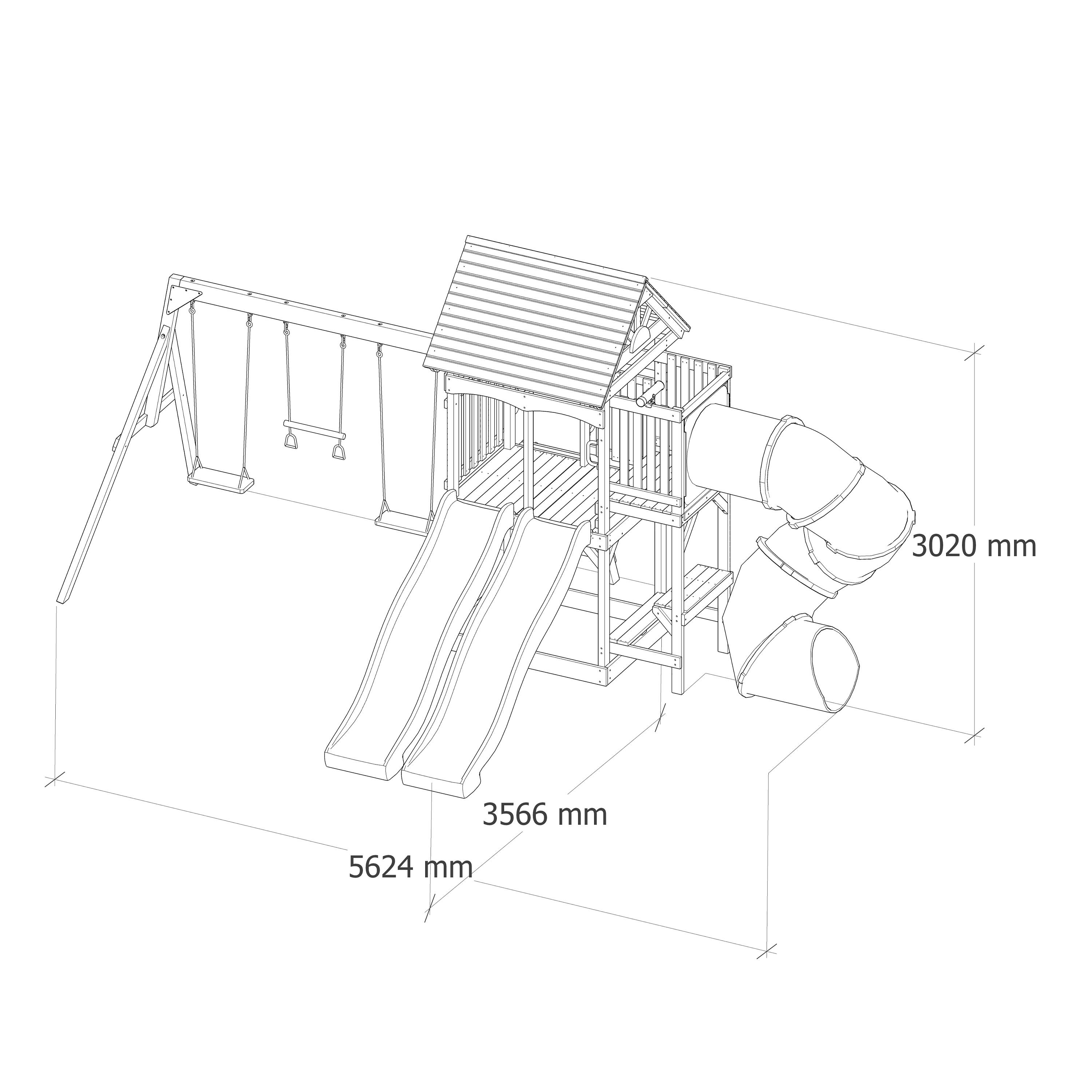 Spielturm - AXI Cody - 2 Schaukeln, Toboggan Röhrenrutsche - Grün 2/7