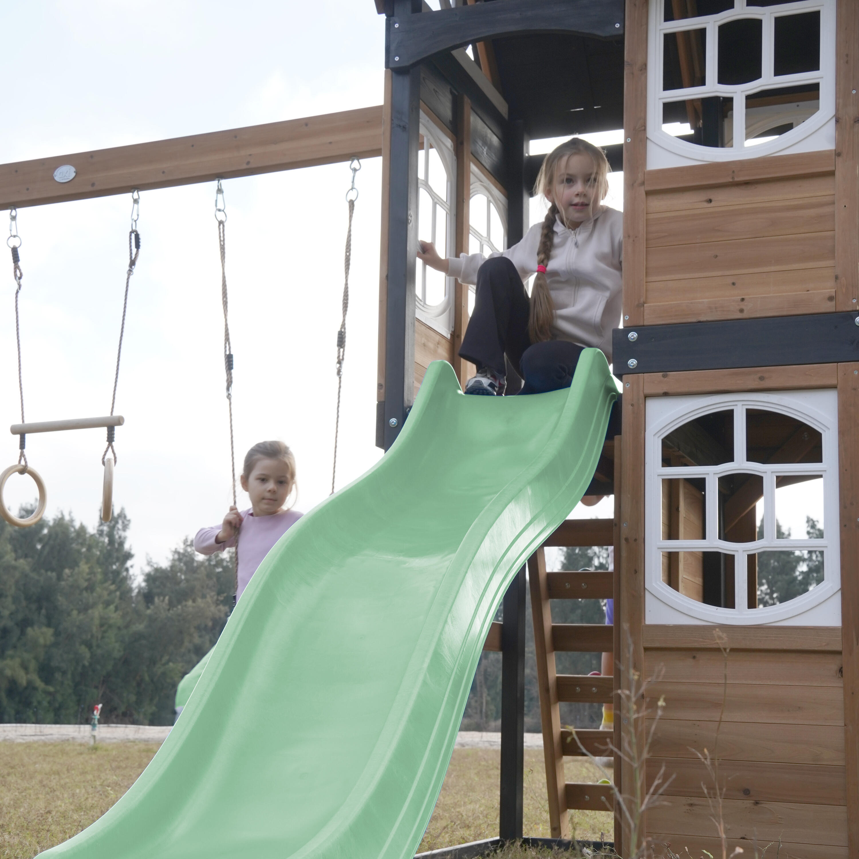Speeltoestel - AXI Noud - 2 schommels, buisglijbaan - Groen 5/7
