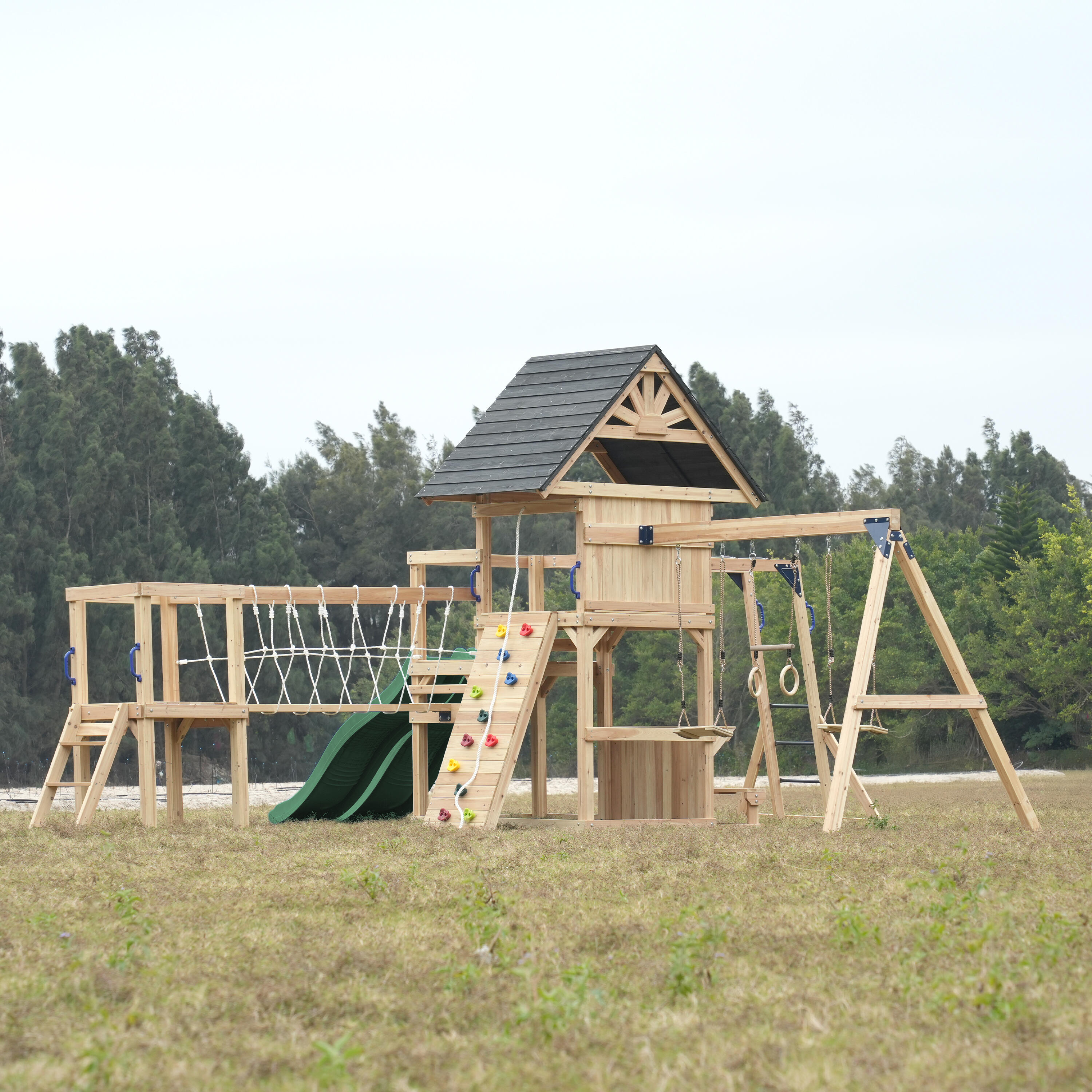 Area Giochi, AXI Hunter, 2 altalene, scivolo doppio, verde 5/7