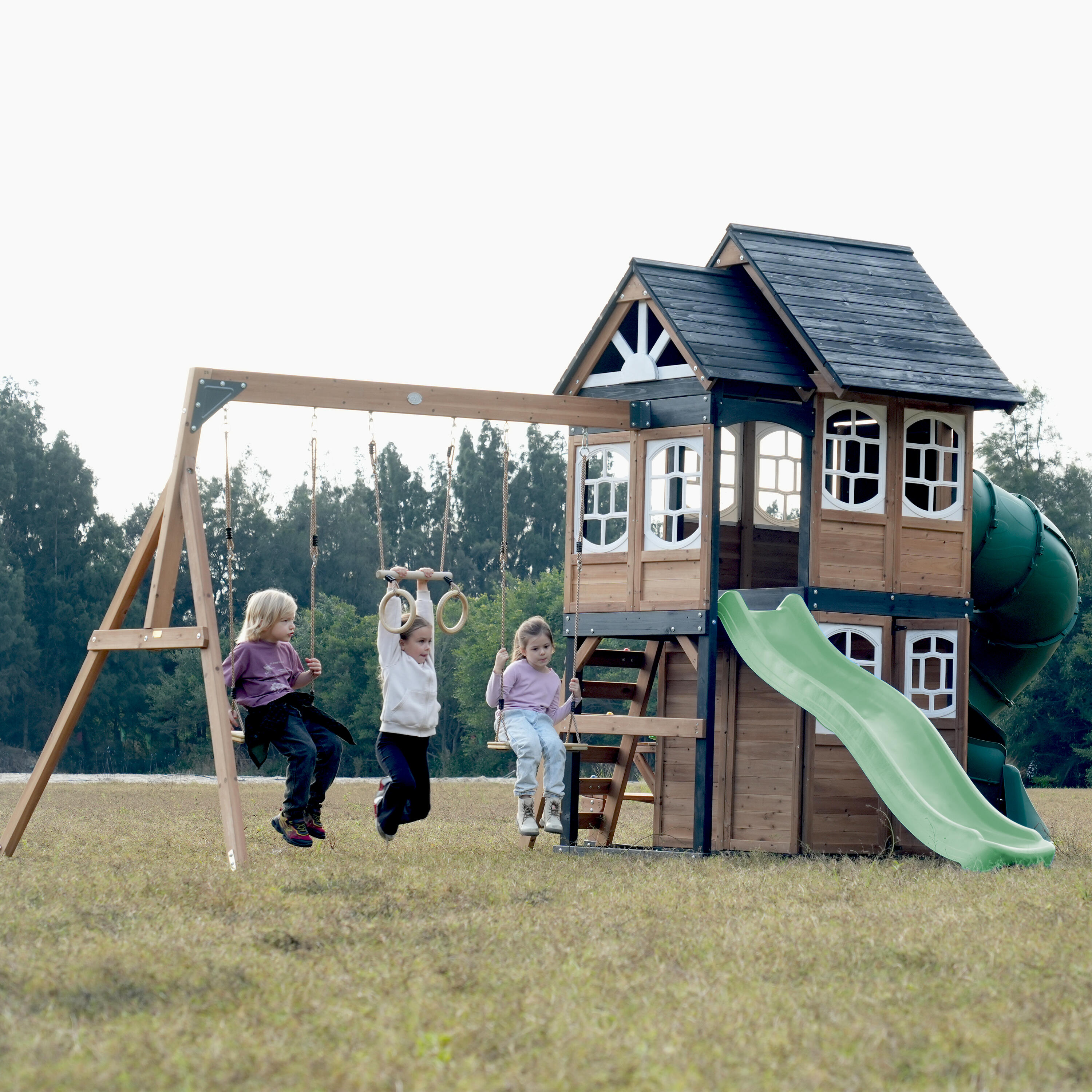 Speeltoestel - AXI Noud - 2 schommels, buisglijbaan - Groen 7/7