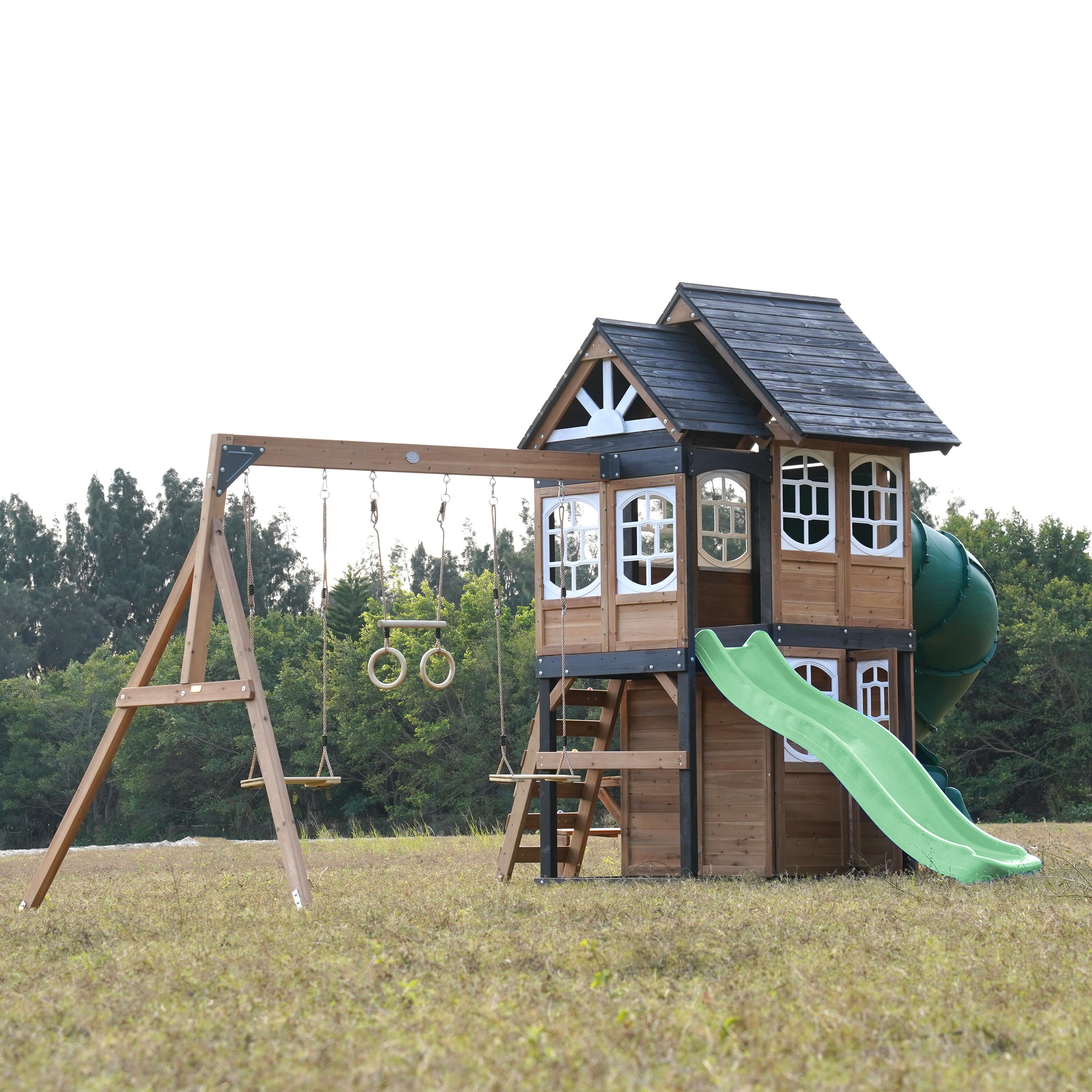 Speeltoestel - AXI Noud - 2 schommels, buisglijbaan - Groen 4/7
