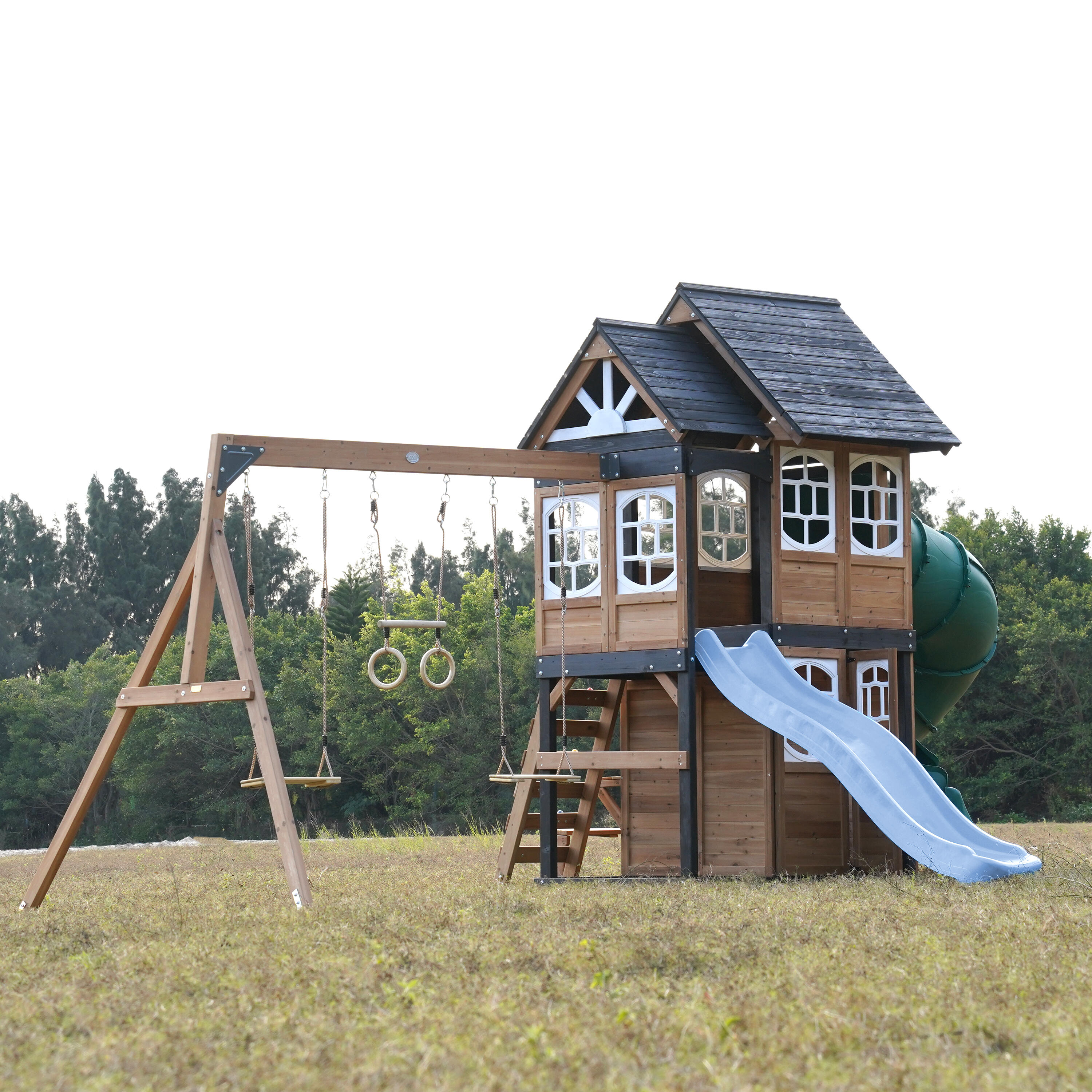 Aire de Jeux - AXI Noud - 2 Balançoires, Toboggan Tubulaire - Bleu 4/7