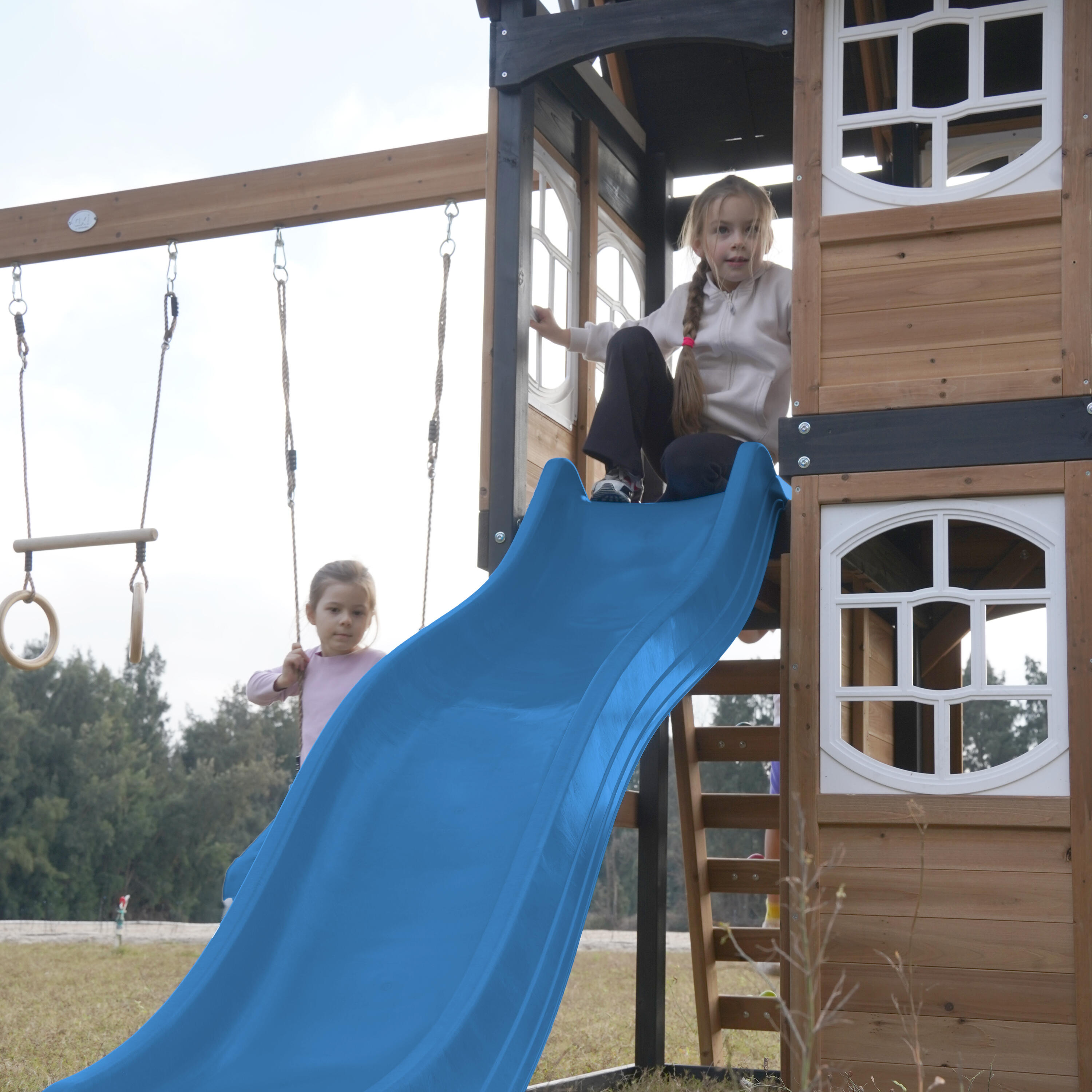 Aire de Jeux - AXI Noud - 2 Balançoires, Toboggan Tubulaire - Bleu 4/7