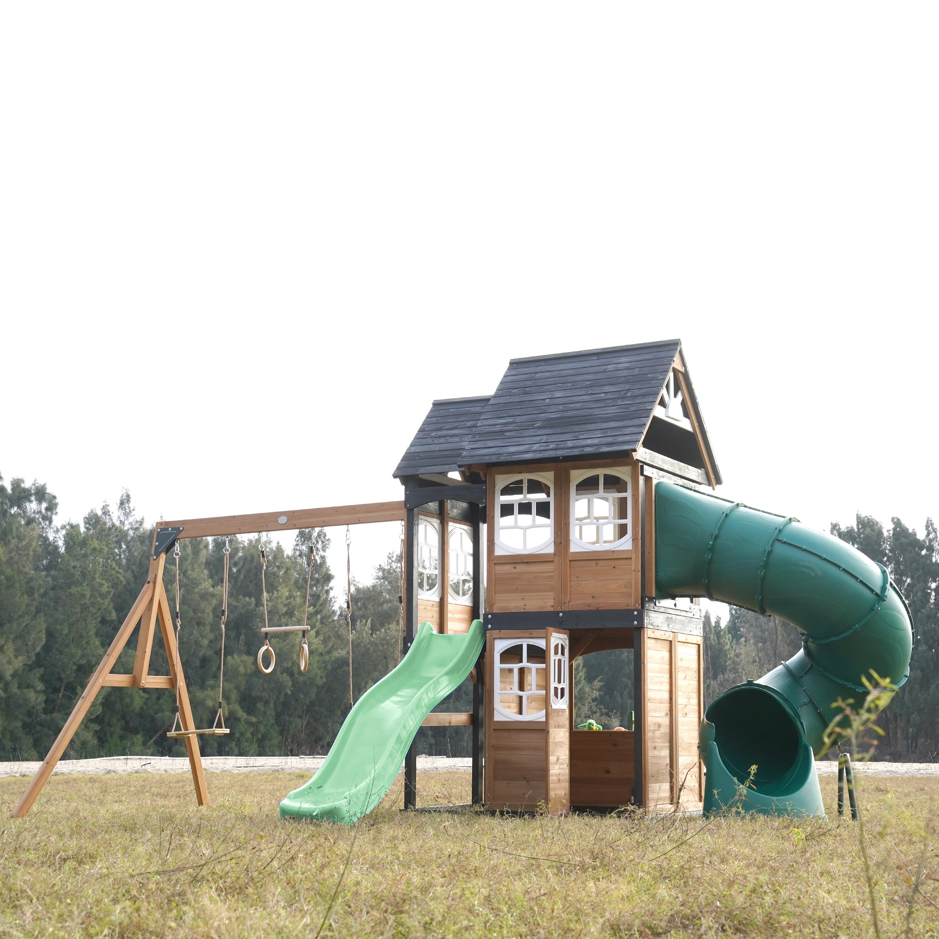 Speeltoestel - AXI Noud - 2 schommels, buisglijbaan - Groen 6/7