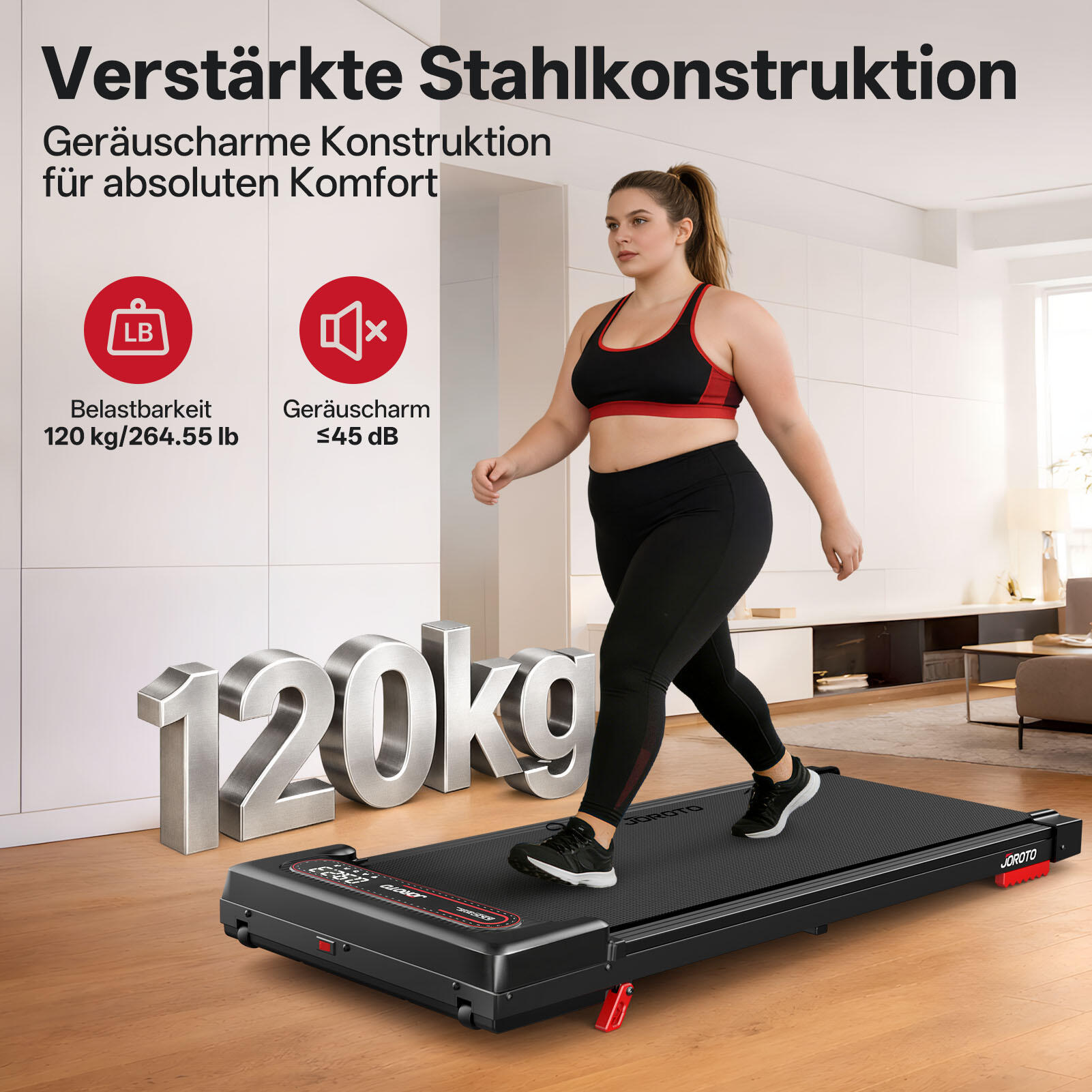 Tapis de marche F10, 4 % inclinaison, 1 à 6 km/h, télécommande et écran 5/7