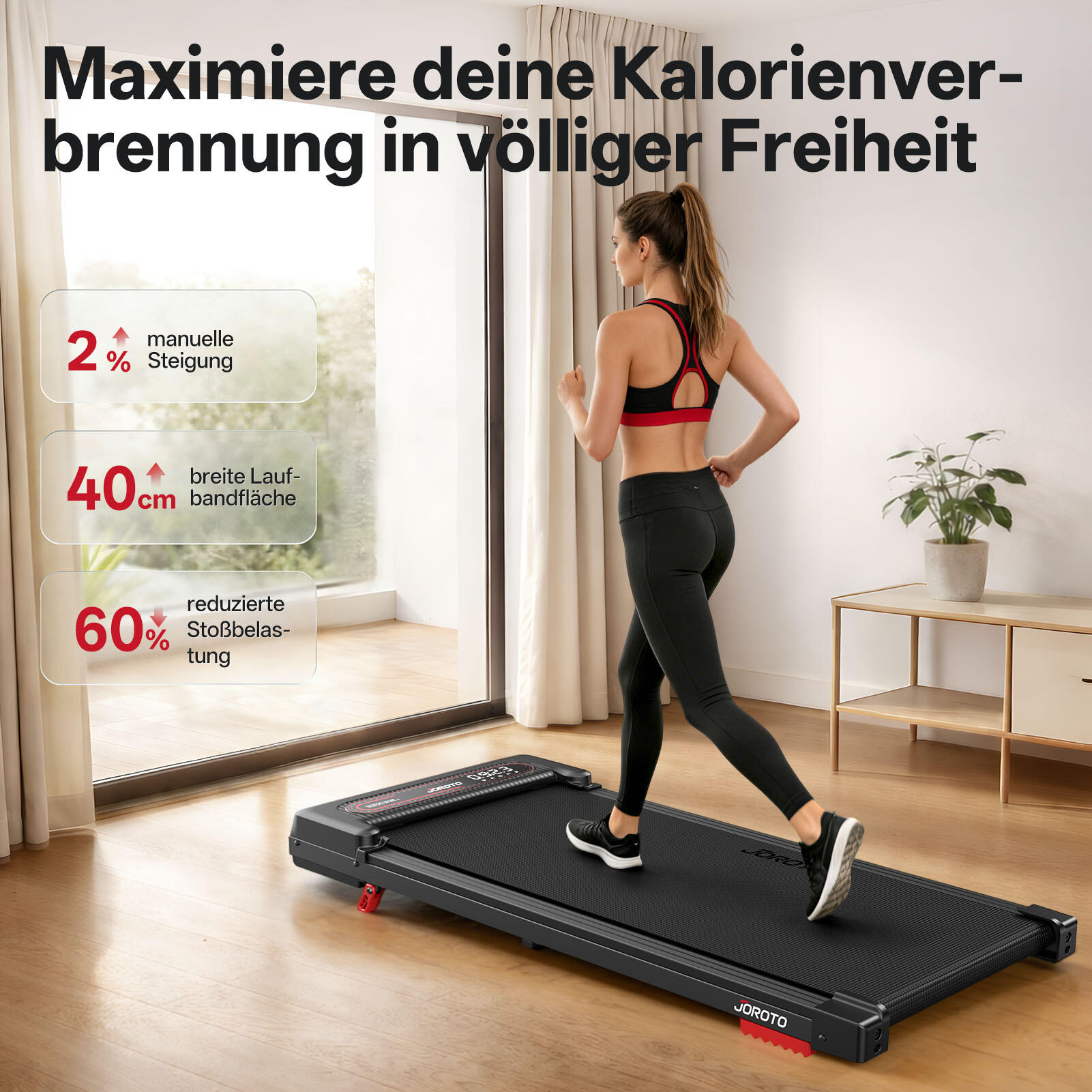 Tapis de marche F10, 4 % inclinaison, 1 à 6 km/h, télécommande et écran 6/7