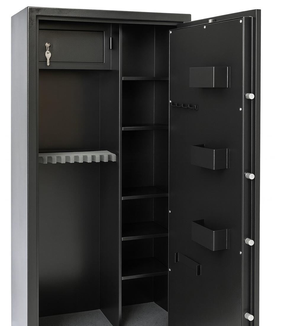 Armoire à fusils Tresorsafe 12armes avec coffre intérieur 3/4
