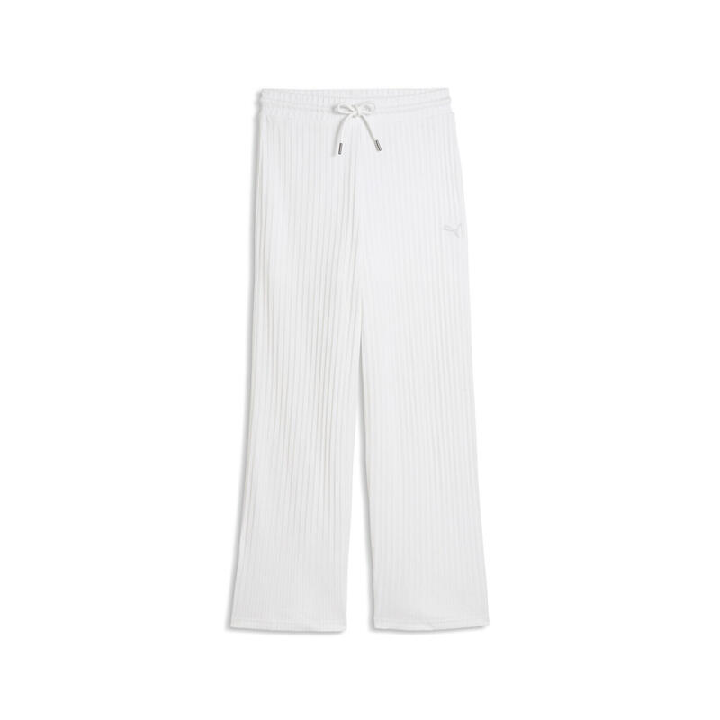 Pantalon femei talie înaltă croială largă Her High-Waist Wide Leg, alb PUMA