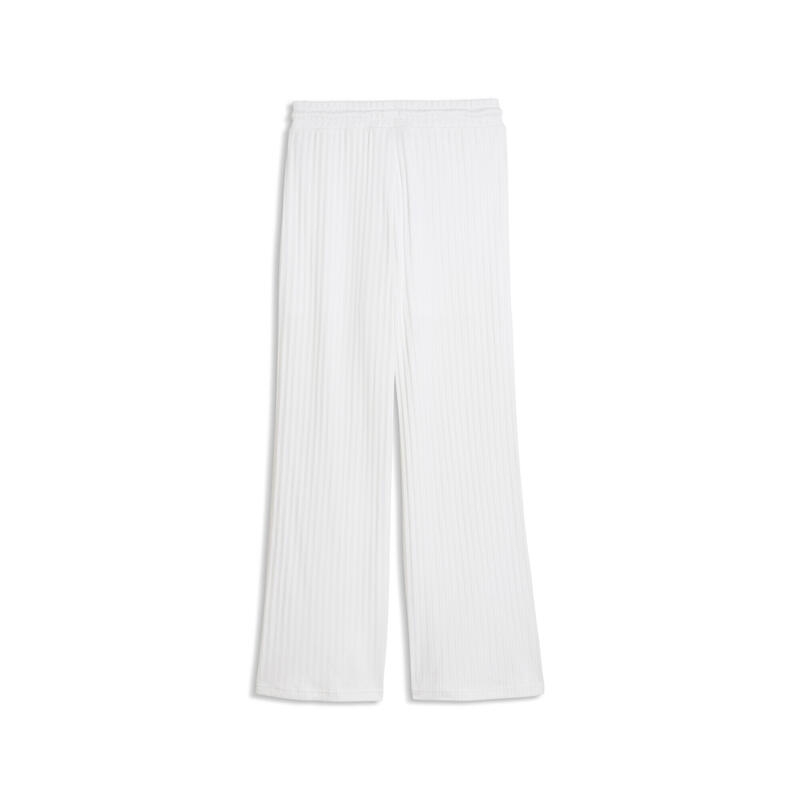 Pantalon femei talie înaltă croială largă Her High-Waist Wide Leg, alb PUMA