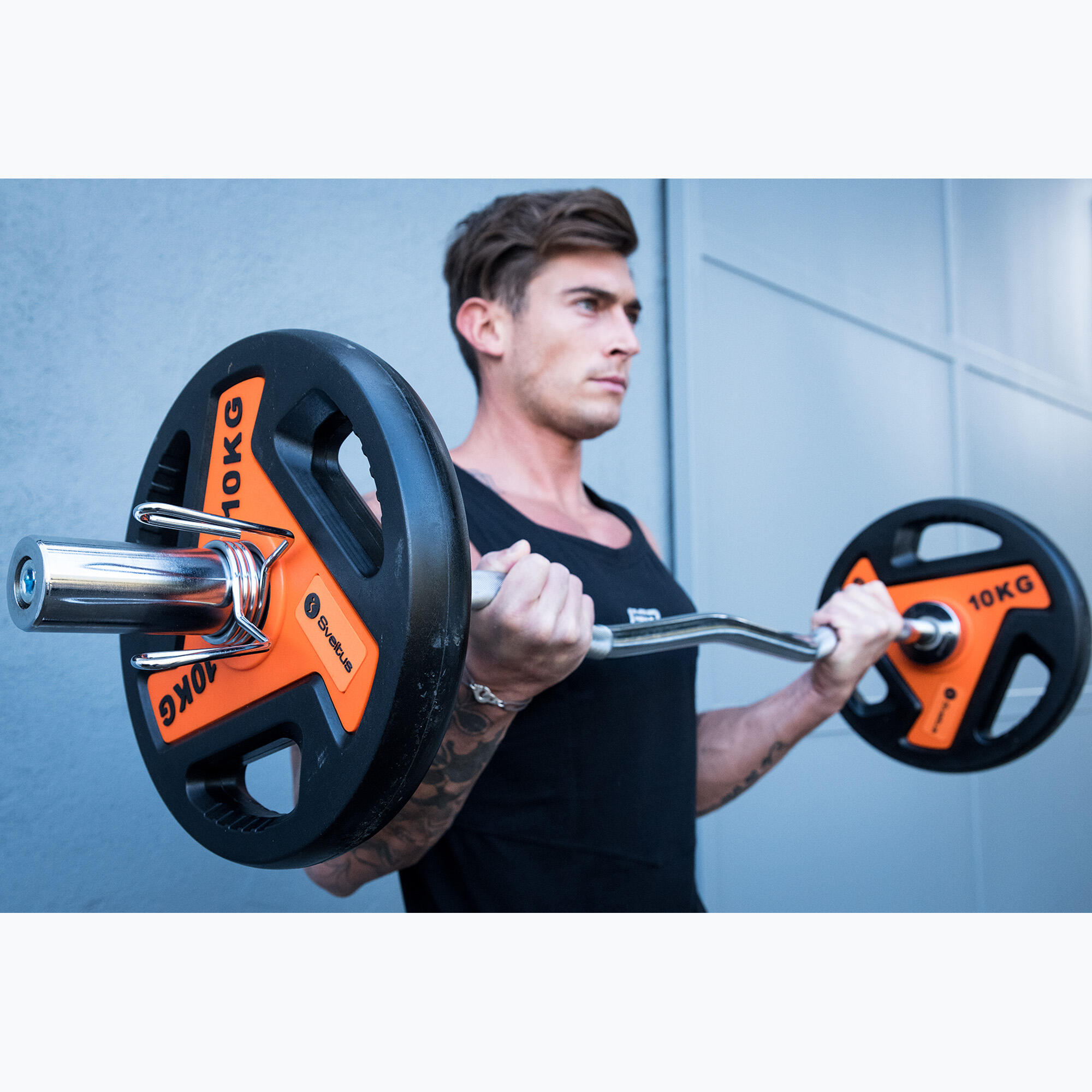 Haltère Sveltus SZ barre 120 cm ergonomique compatible olympique 4/5