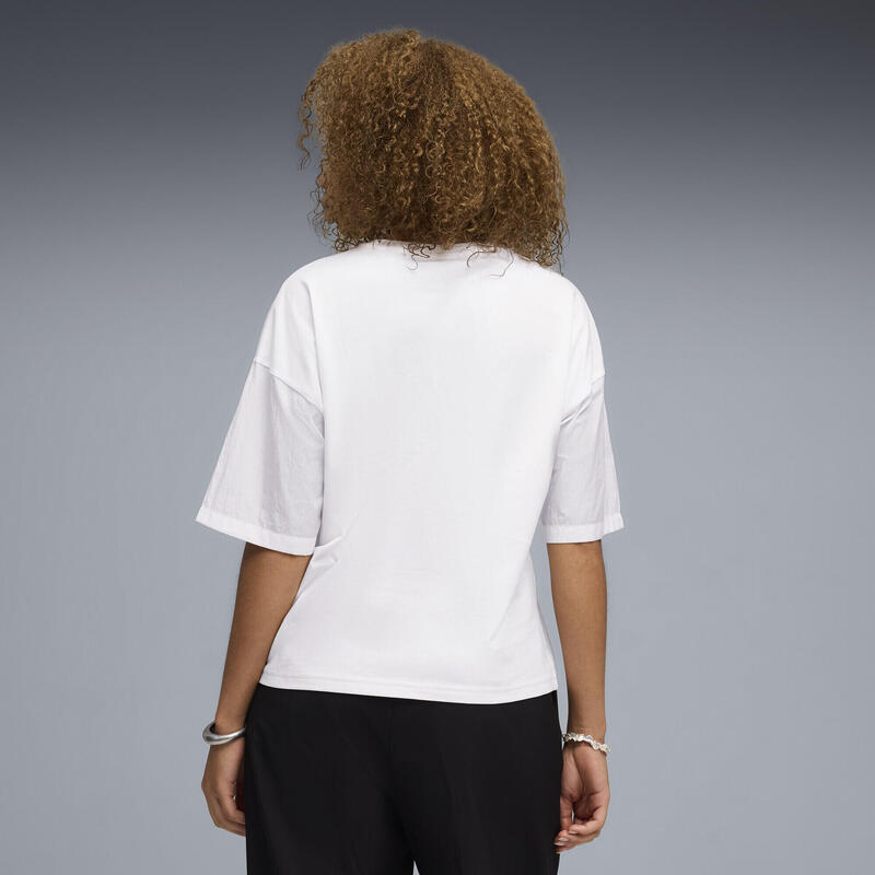 Tricou femei oversized, logo brodat Her Oversized, alb PUMA